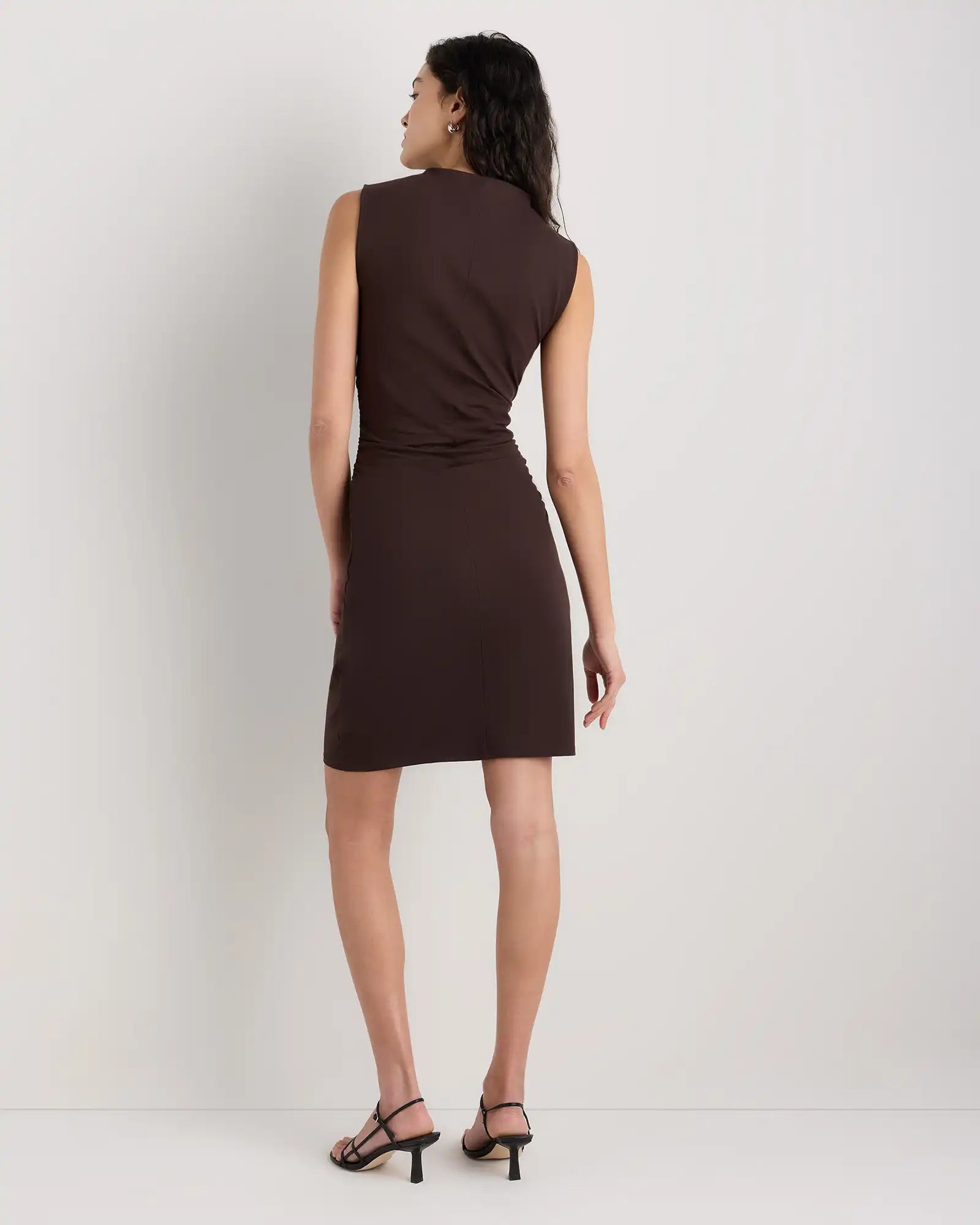 Stretch Cotton Jersey Mock Neck Mini Dress