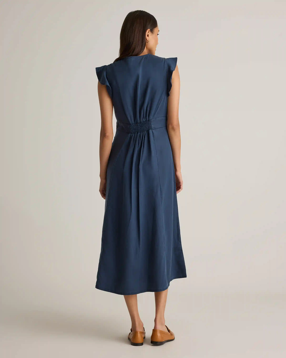 Vintage Wash Tencel Button Front Midi Dress