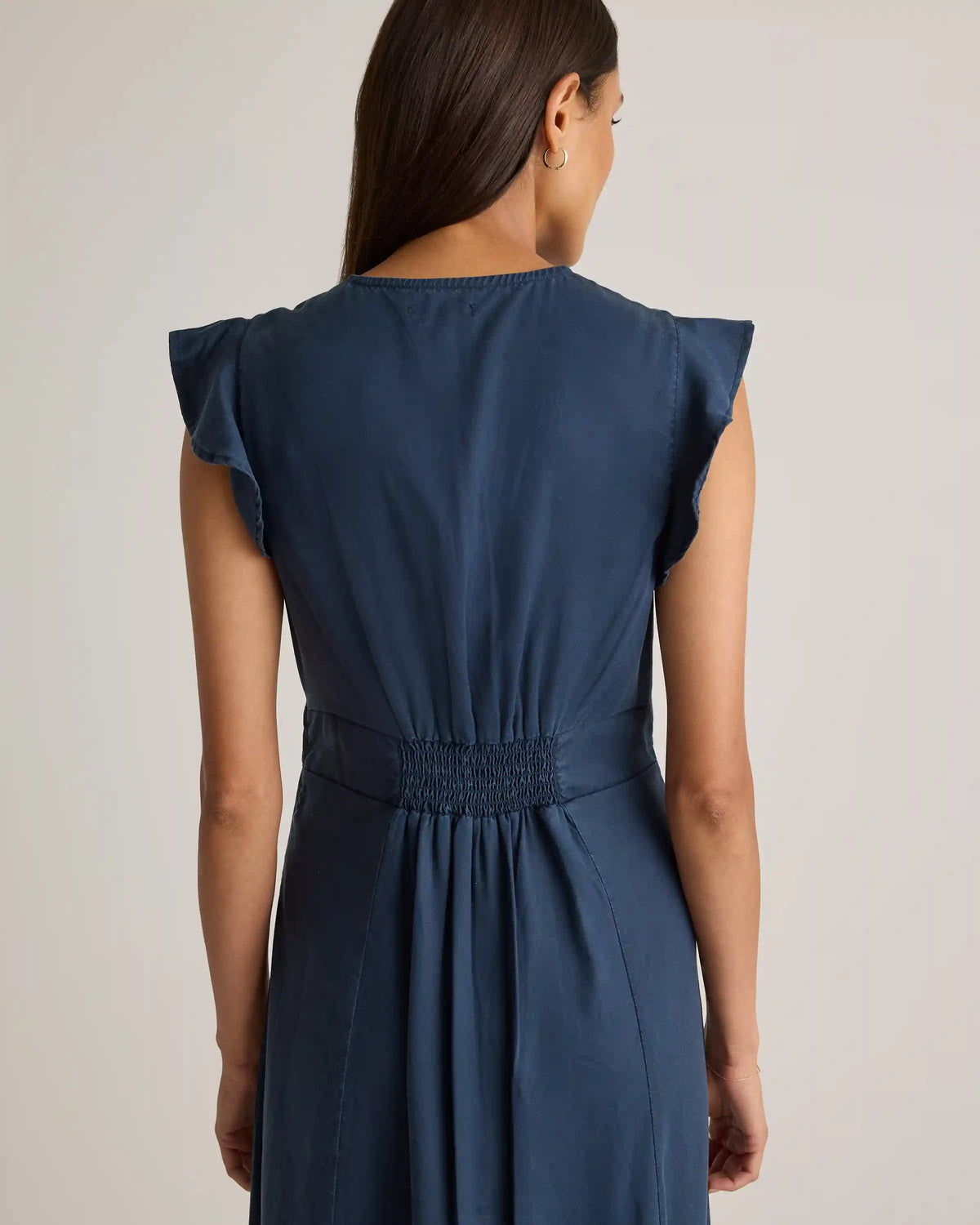 Vintage Wash Tencel Button Front Midi Dress