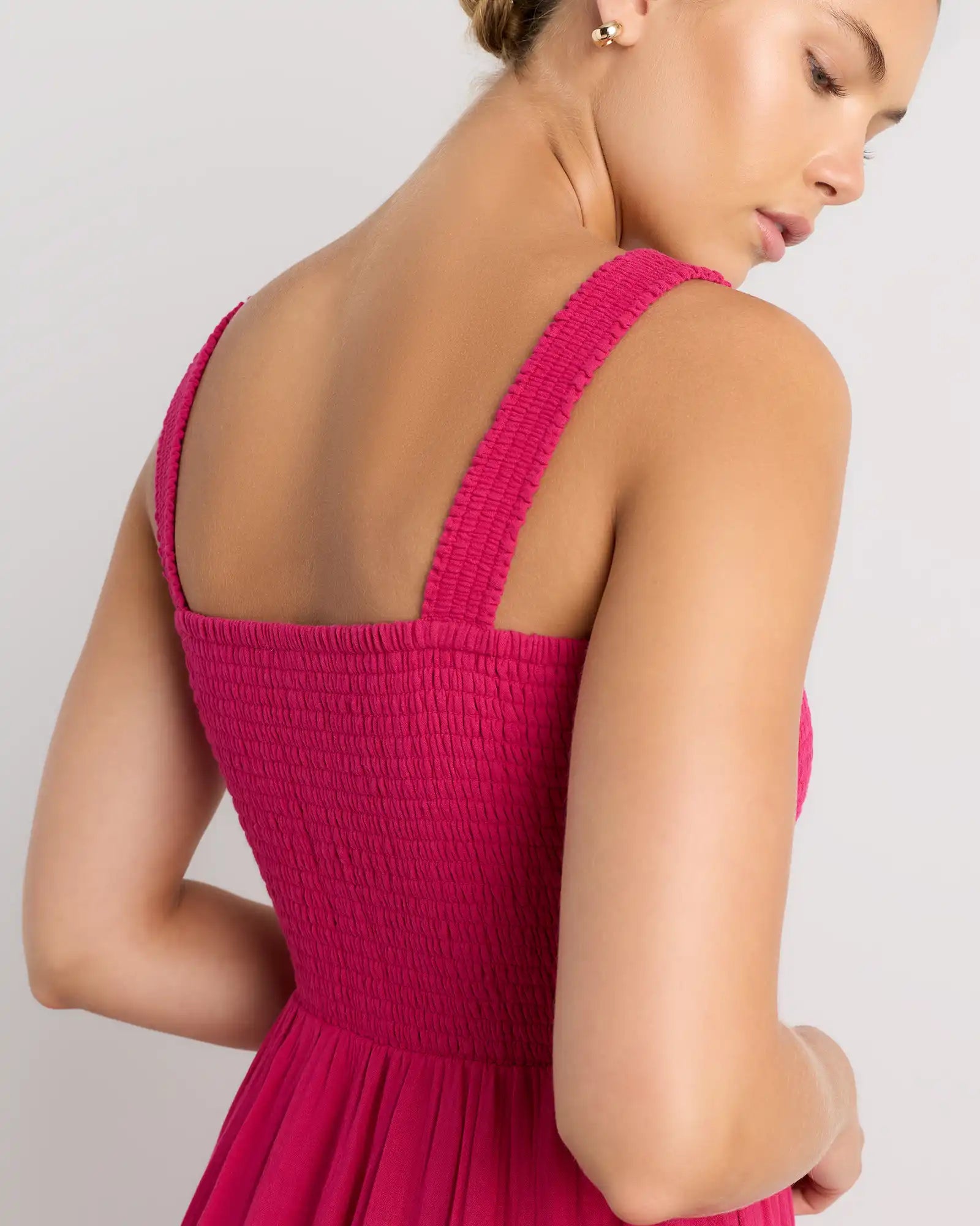 100% Organic Cotton Gauze Smocked Sleeveless Maxi Dress