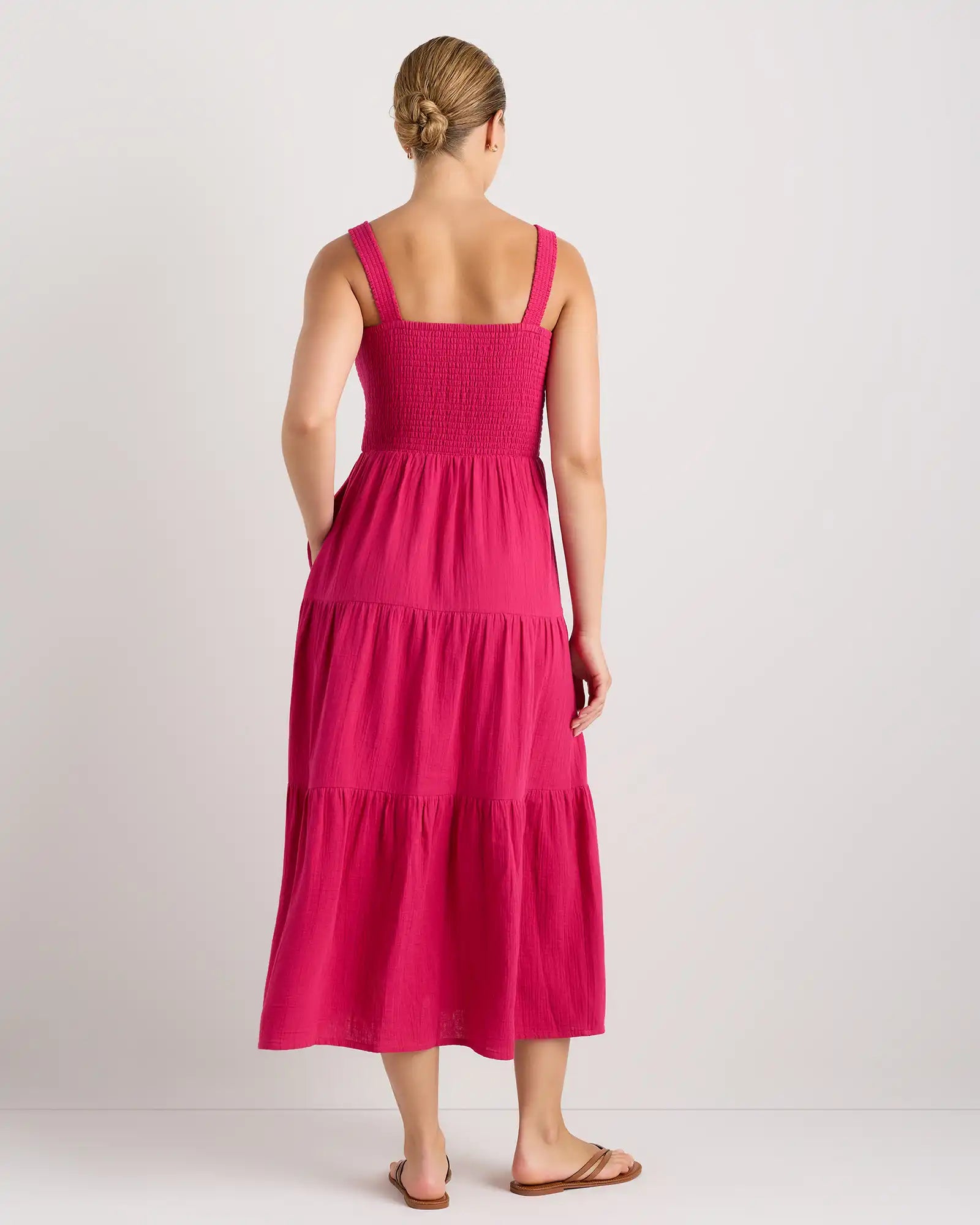 100% Organic Cotton Gauze Smocked Sleeveless Maxi Dress