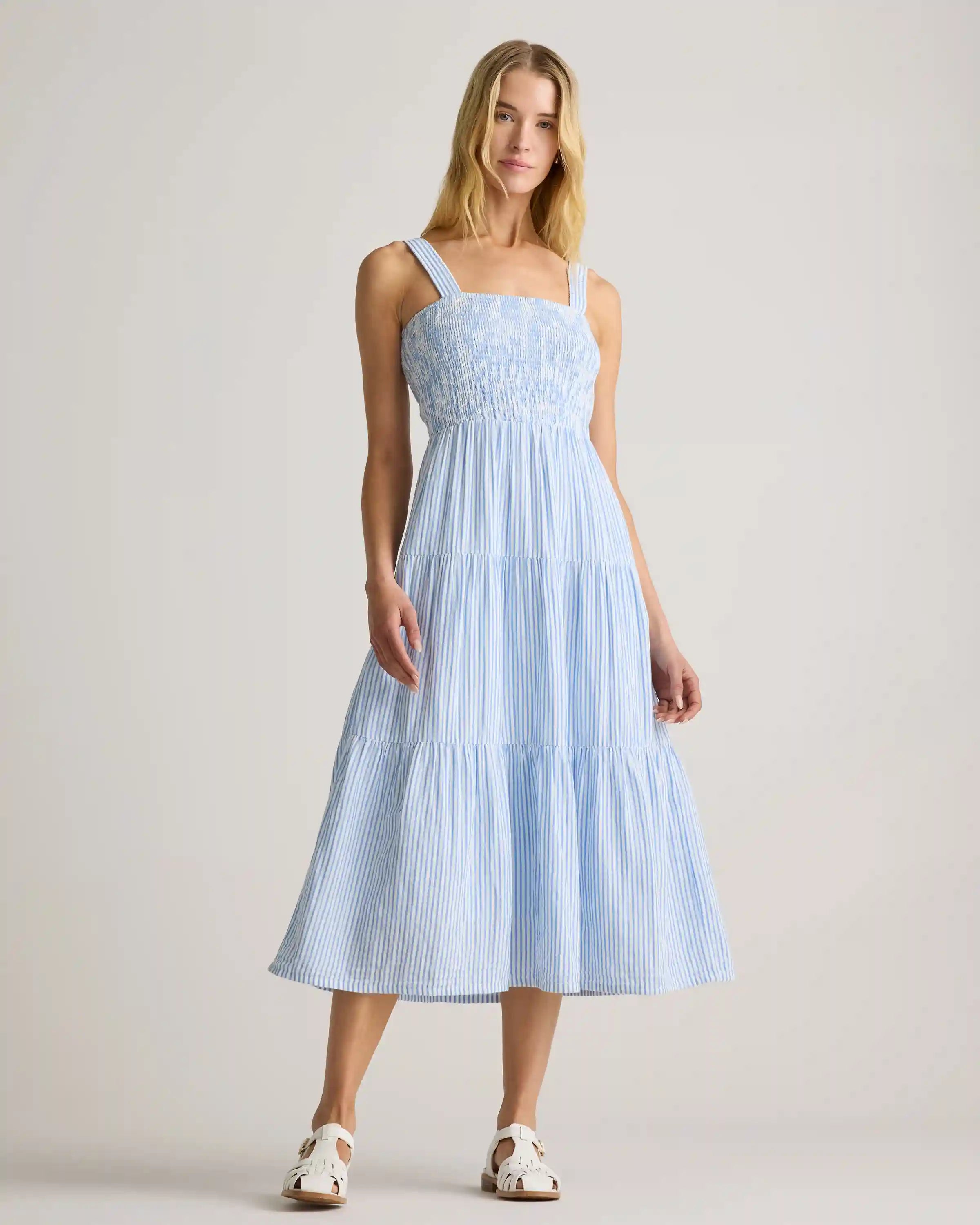 100% Organic Cotton Gauze Smocked Sleeveless Maxi Dress