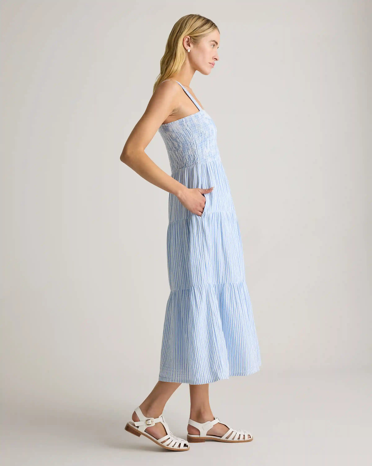 100% Organic Cotton Gauze Smocked Sleeveless Maxi Dress