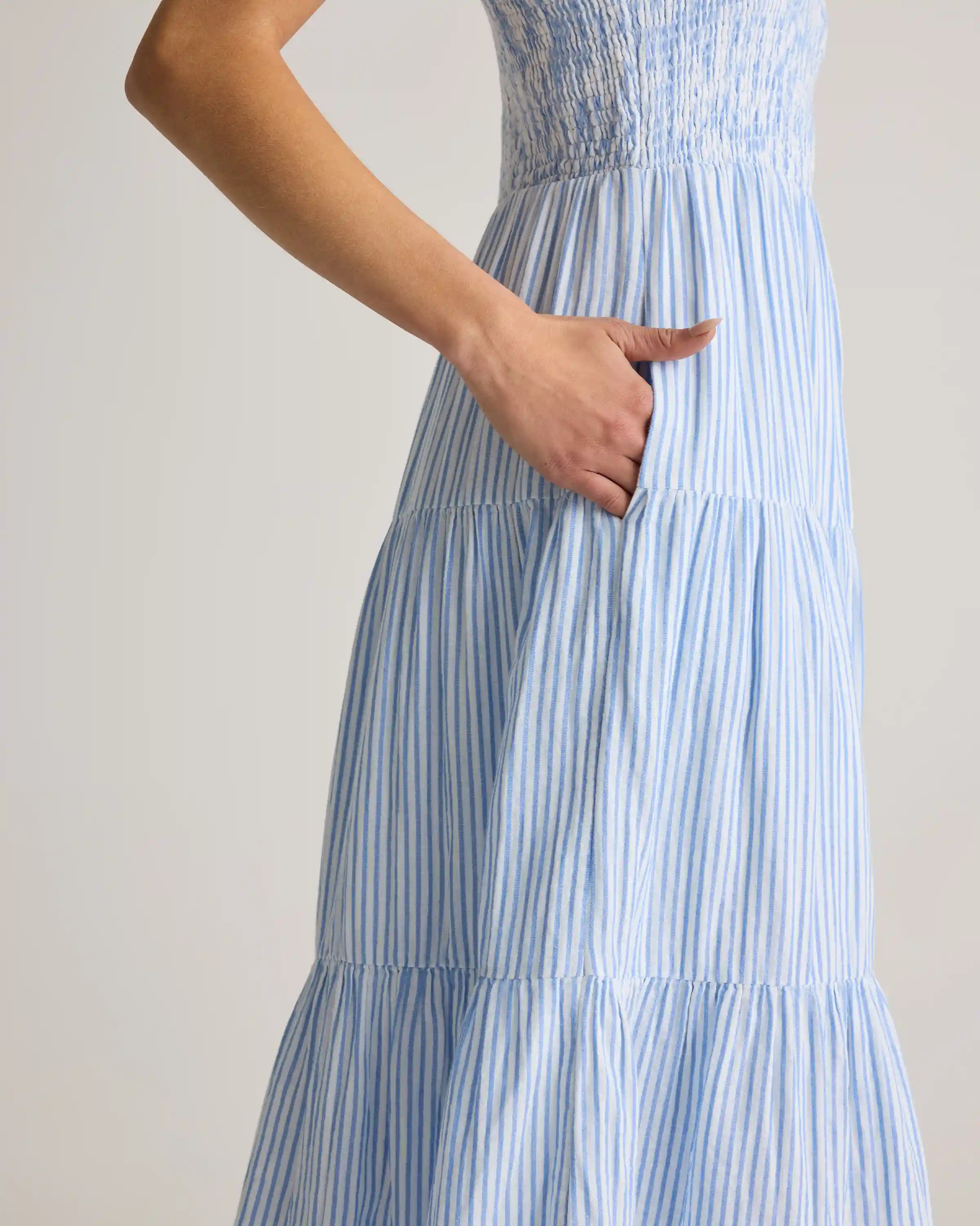 100% Organic Cotton Gauze Smocked Sleeveless Maxi Dress