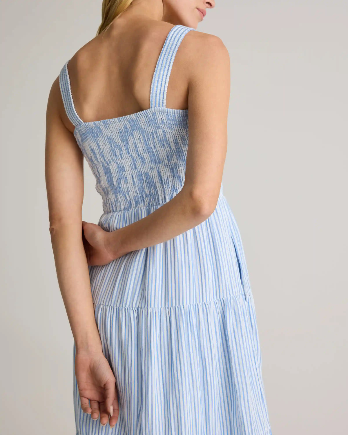 100% Organic Cotton Gauze Smocked Sleeveless Maxi Dress