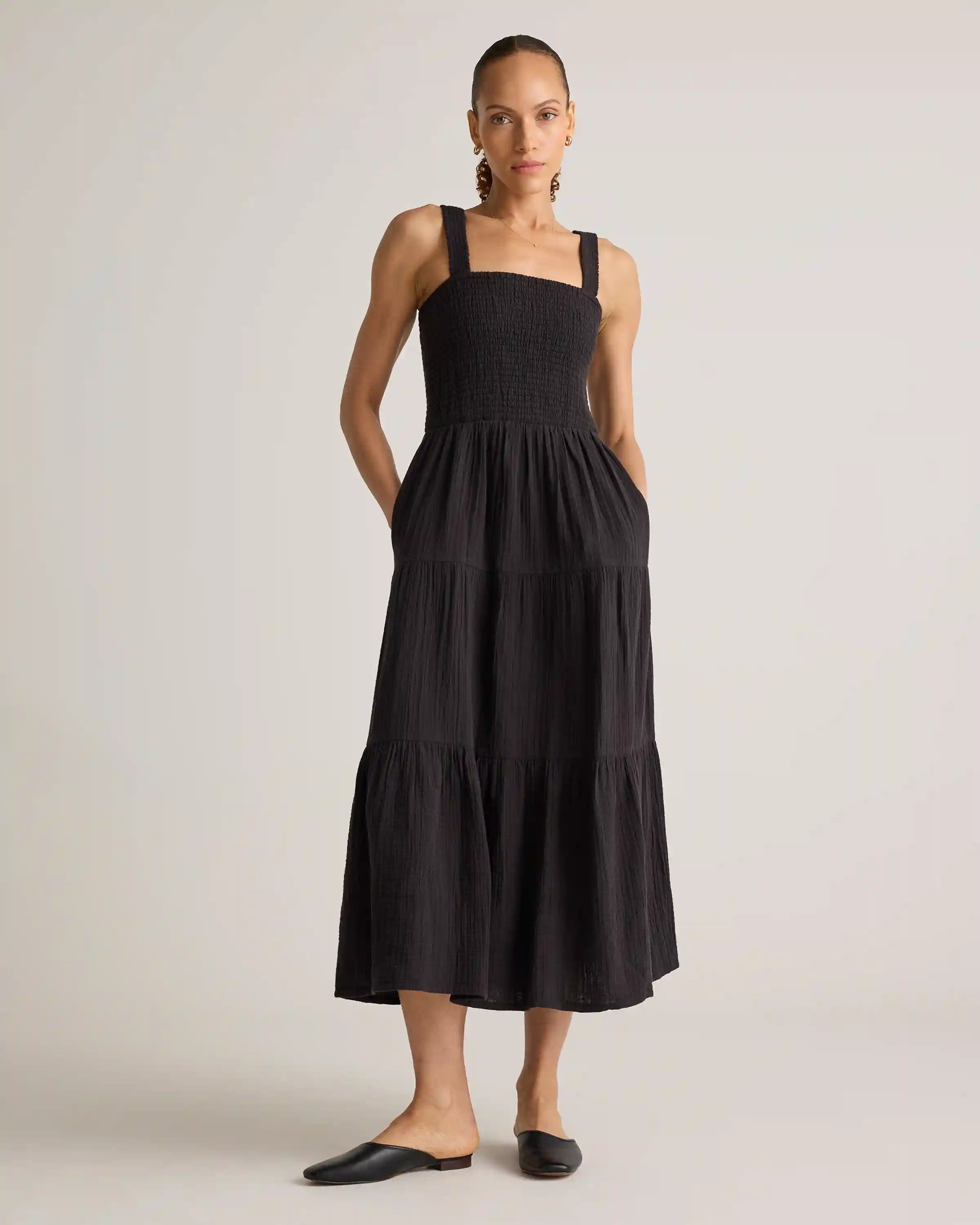 100% Organic Cotton Gauze Smocked Sleeveless Maxi Dress