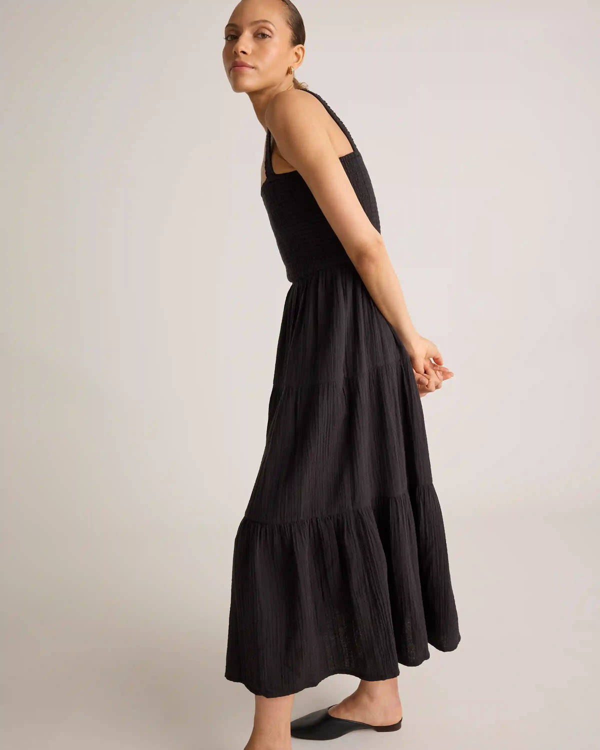 100% Organic Cotton Gauze Smocked Sleeveless Maxi Dress