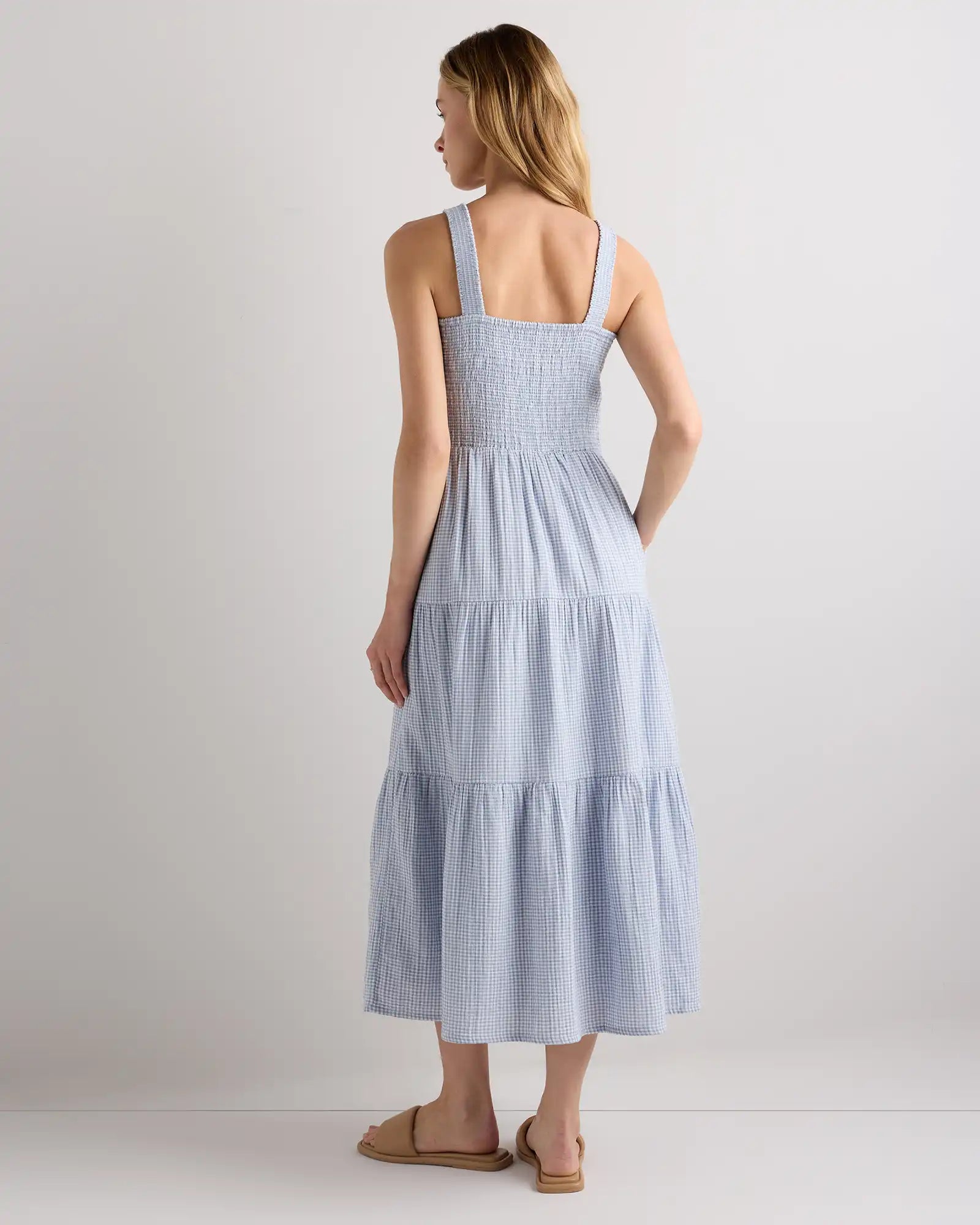100% Organic Cotton Gauze Smocked Sleeveless Maxi Dress