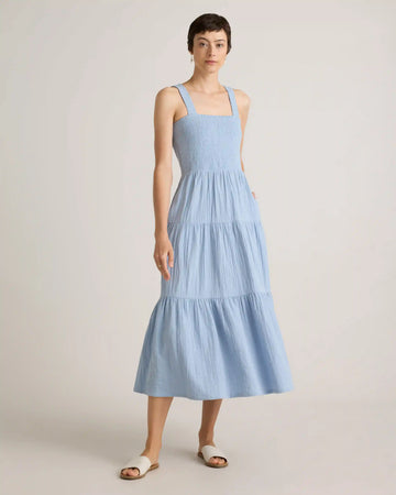 100% Organic Cotton Gauze Smocked Sleeveless Maxi Dress