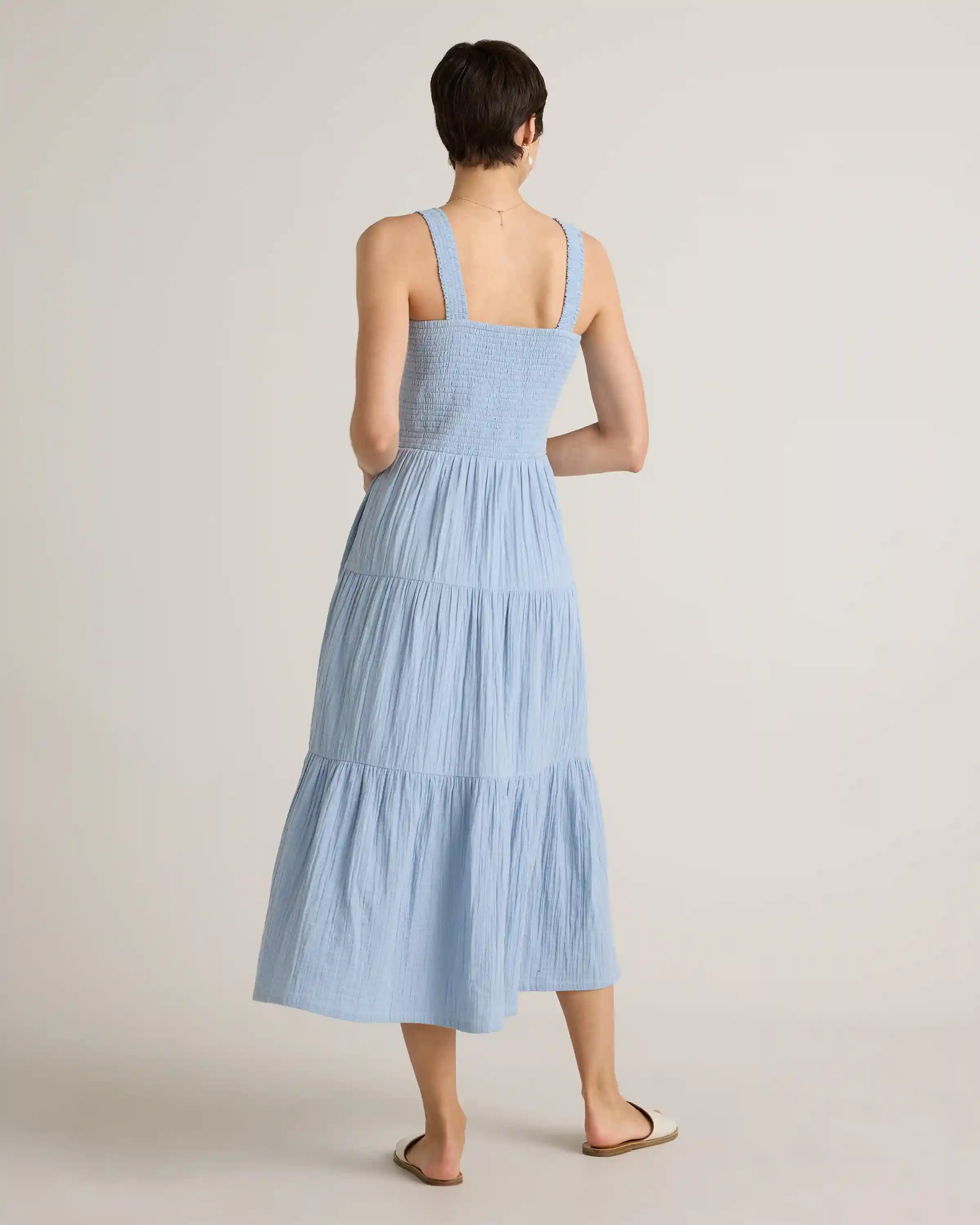 100% Organic Cotton Gauze Smocked Sleeveless Maxi Dress