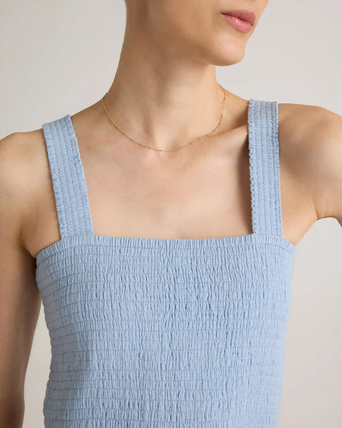 100% Organic Cotton Gauze Smocked Sleeveless Maxi Dress