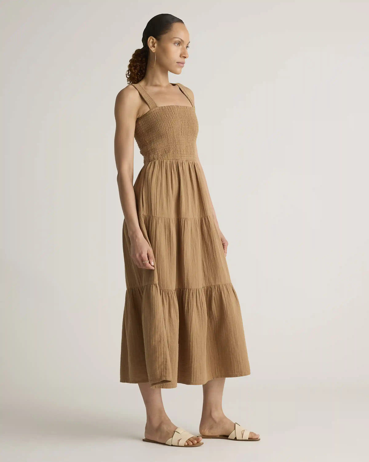 100% Organic Cotton Gauze Smocked Sleeveless Maxi Dress