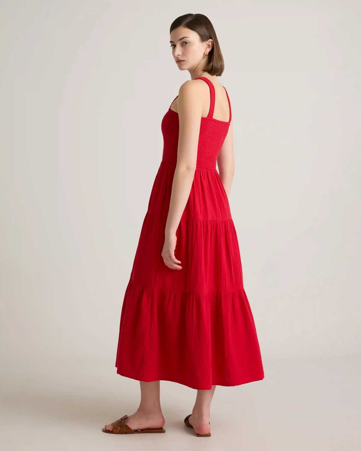 100% Organic Cotton Gauze Smocked Sleeveless Maxi Dress