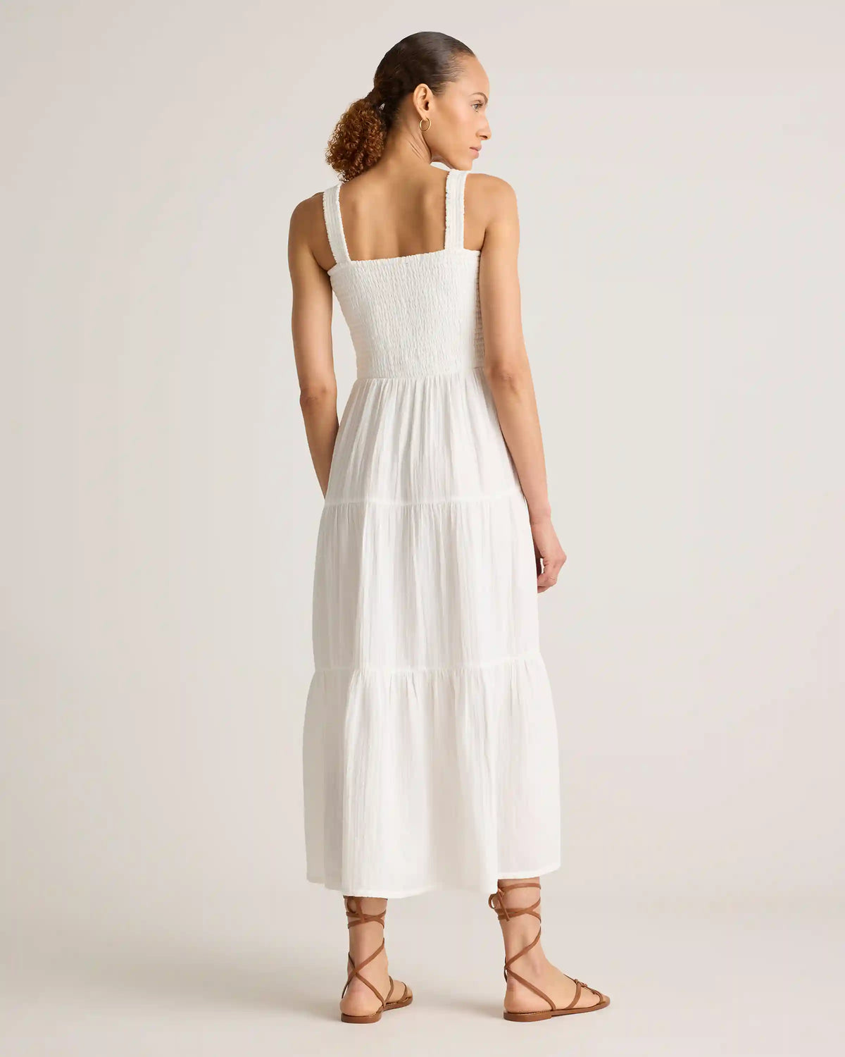 100% Organic Cotton Gauze Smocked Sleeveless Maxi Dress
