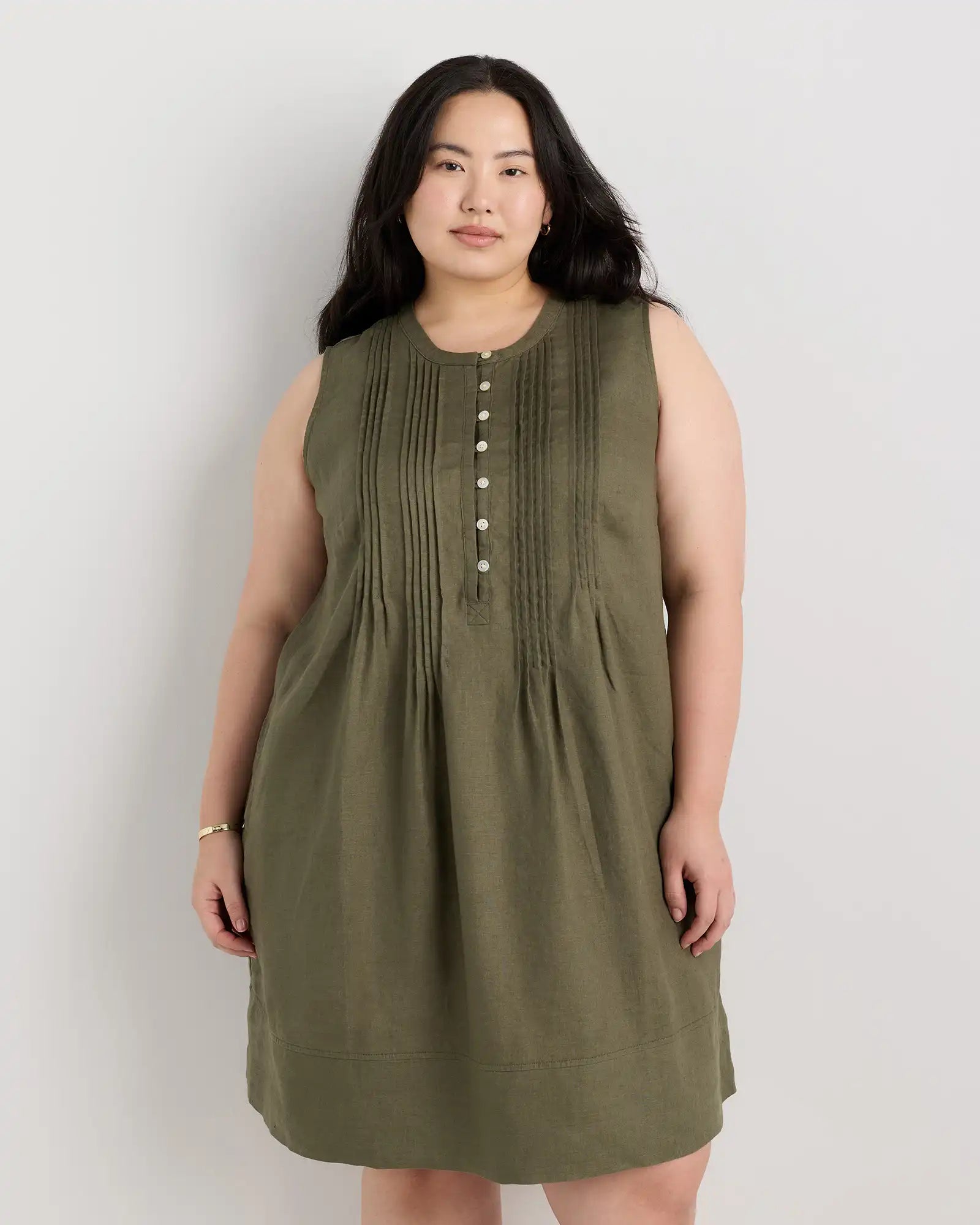 100% European Linen Sleeveless Swing Dress