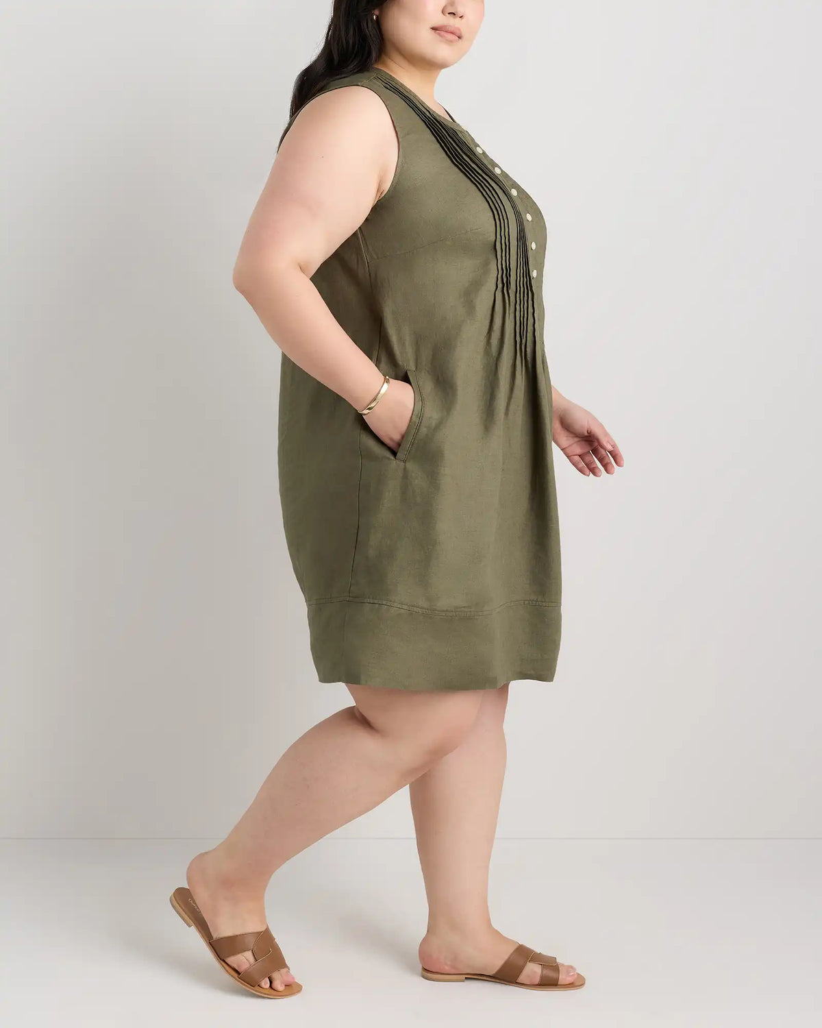 100% European Linen Sleeveless Swing Dress