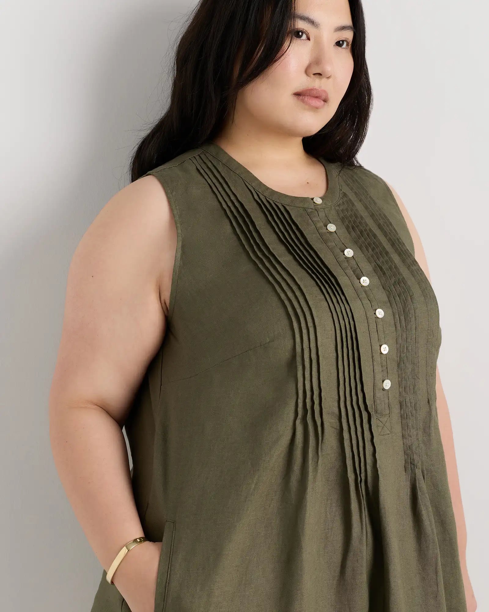 100% European Linen Sleeveless Swing Dress