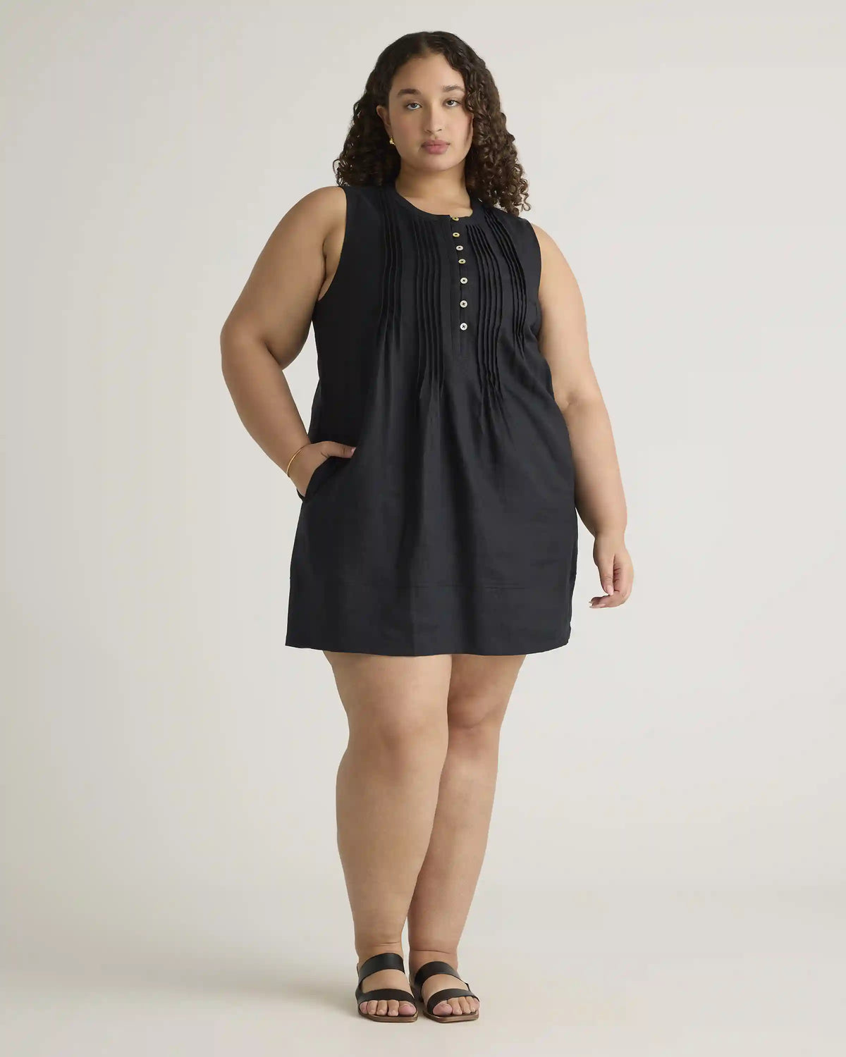 100% European Linen Sleeveless Swing Dress