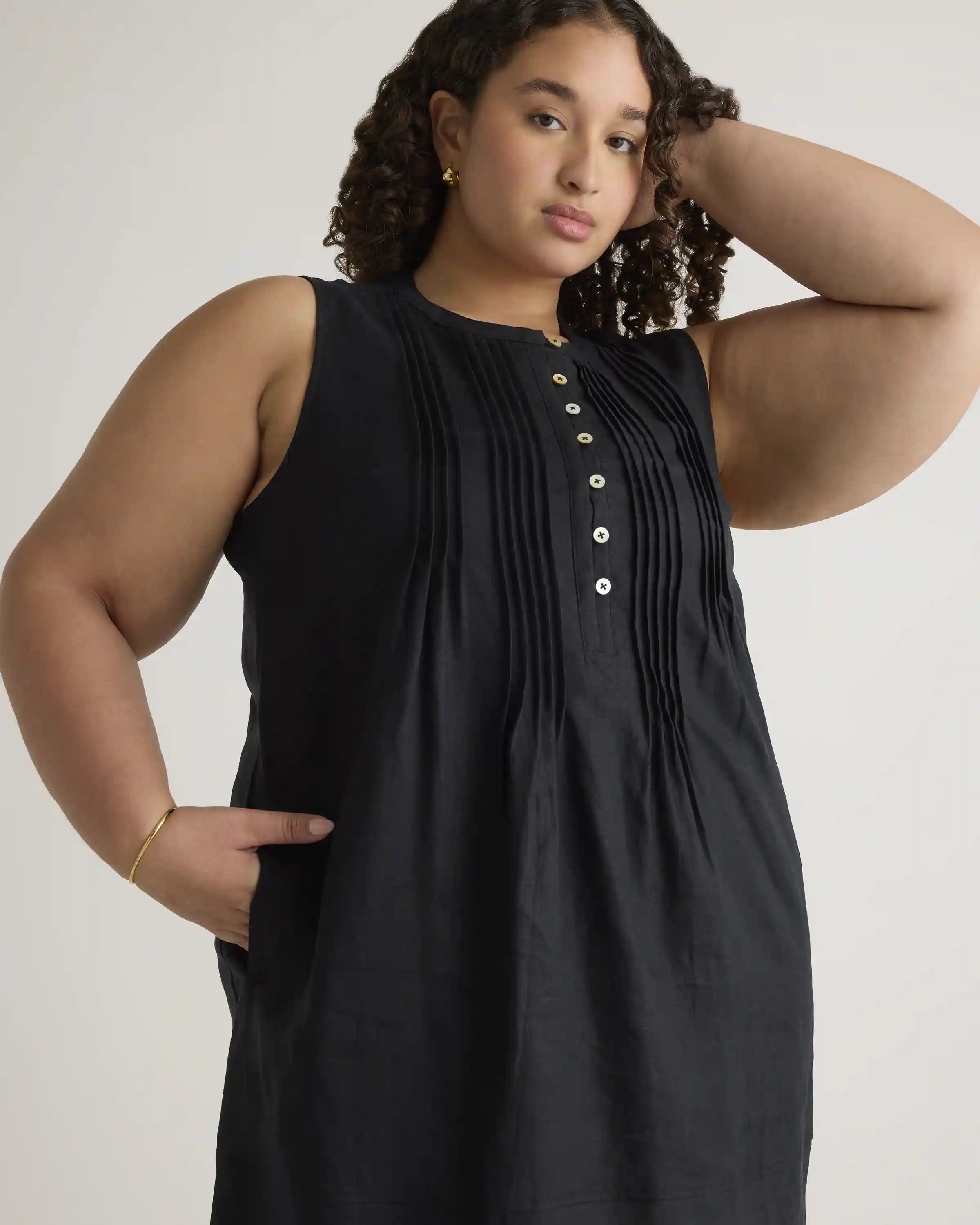 100% European Linen Sleeveless Swing Dress