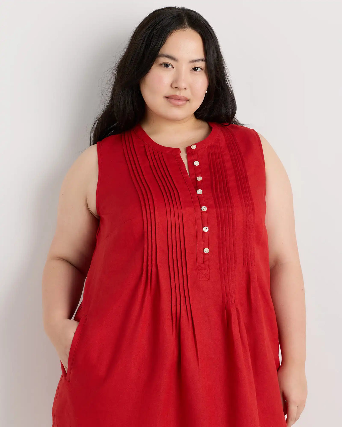 100% European Linen Sleeveless Swing Dress