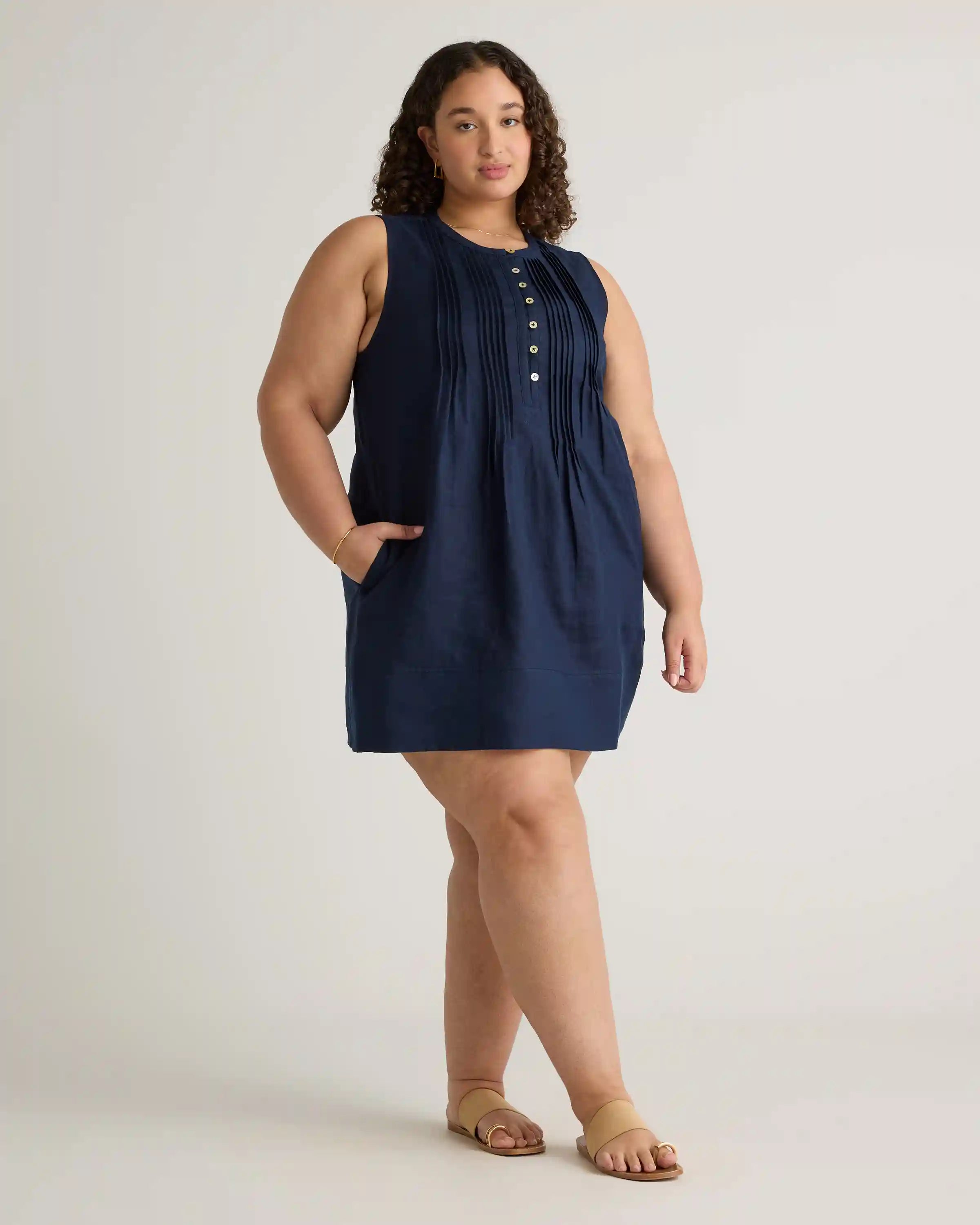 100% European Linen Sleeveless Swing Dress