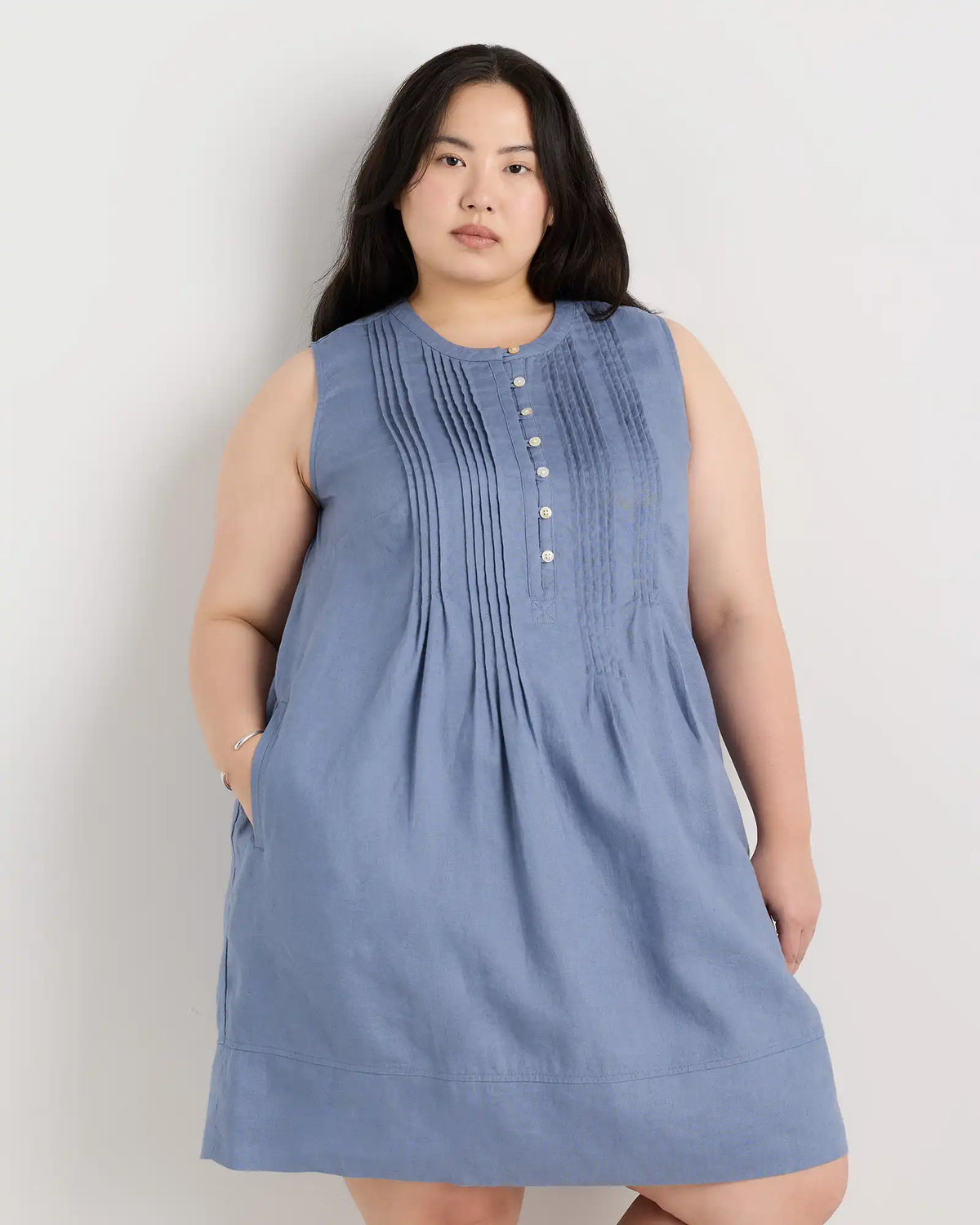 100% European Linen Sleeveless Swing Dress