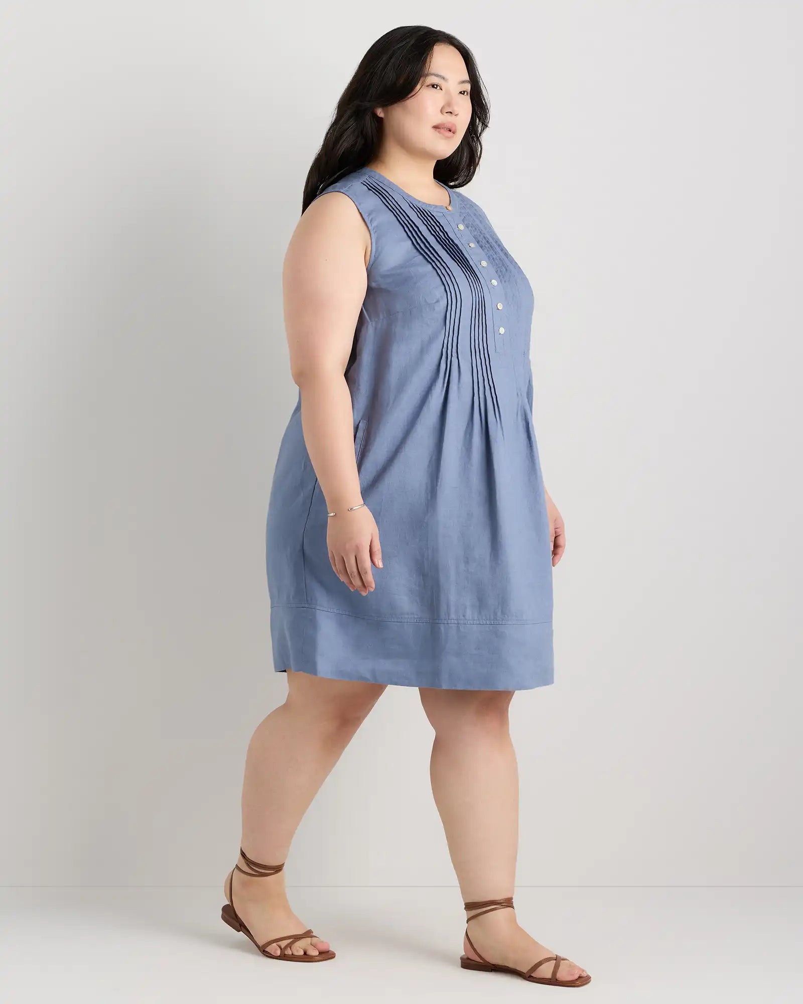 100% European Linen Sleeveless Swing Dress