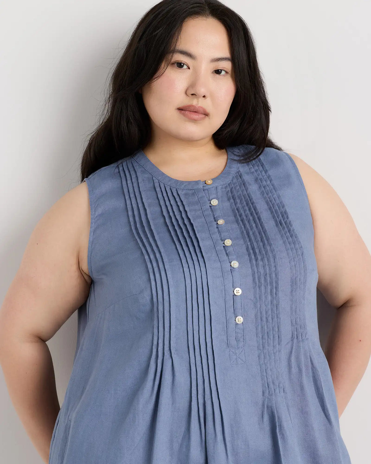 100% European Linen Sleeveless Swing Dress