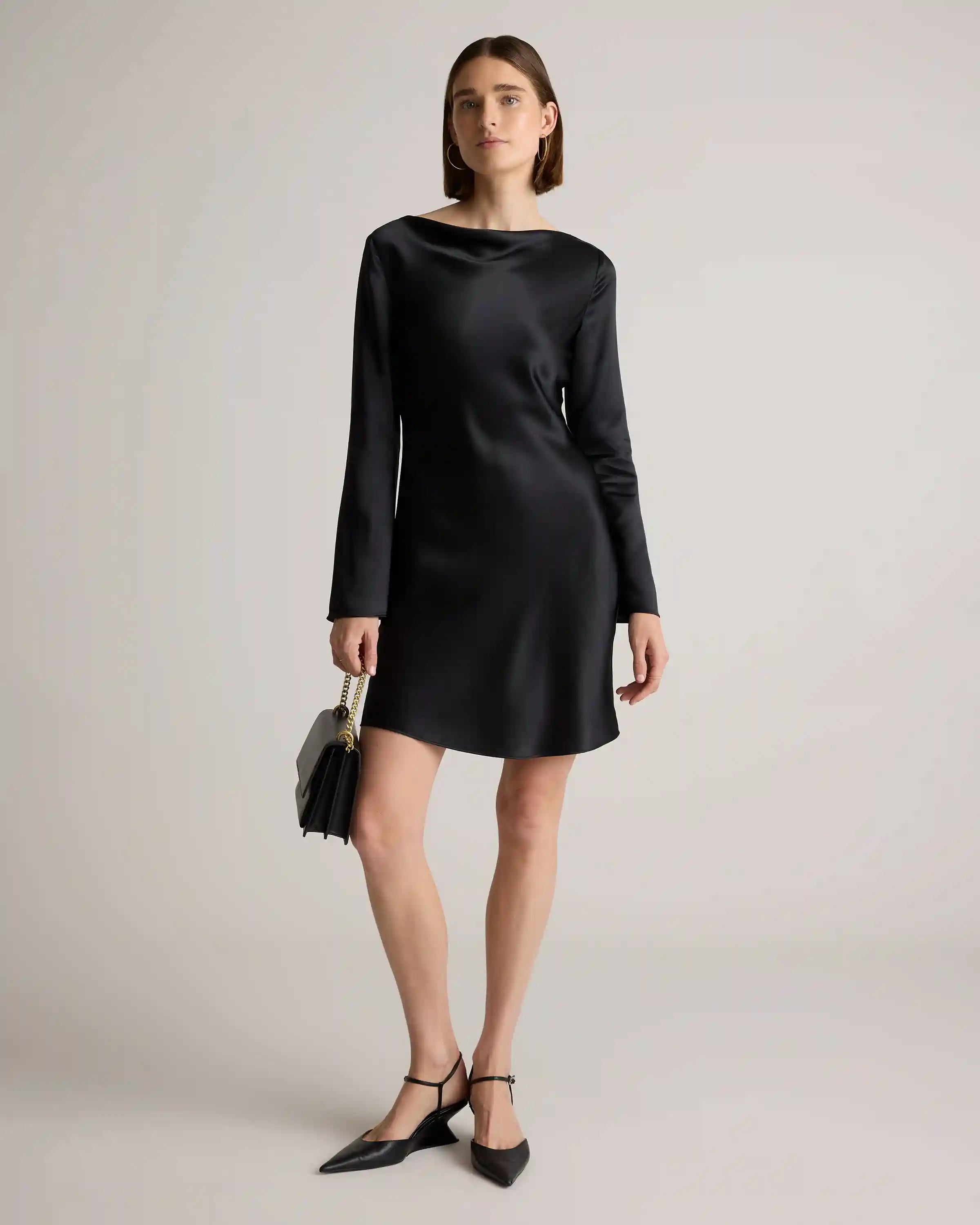 100% Washable Silk Long Sleeve Mini Dress