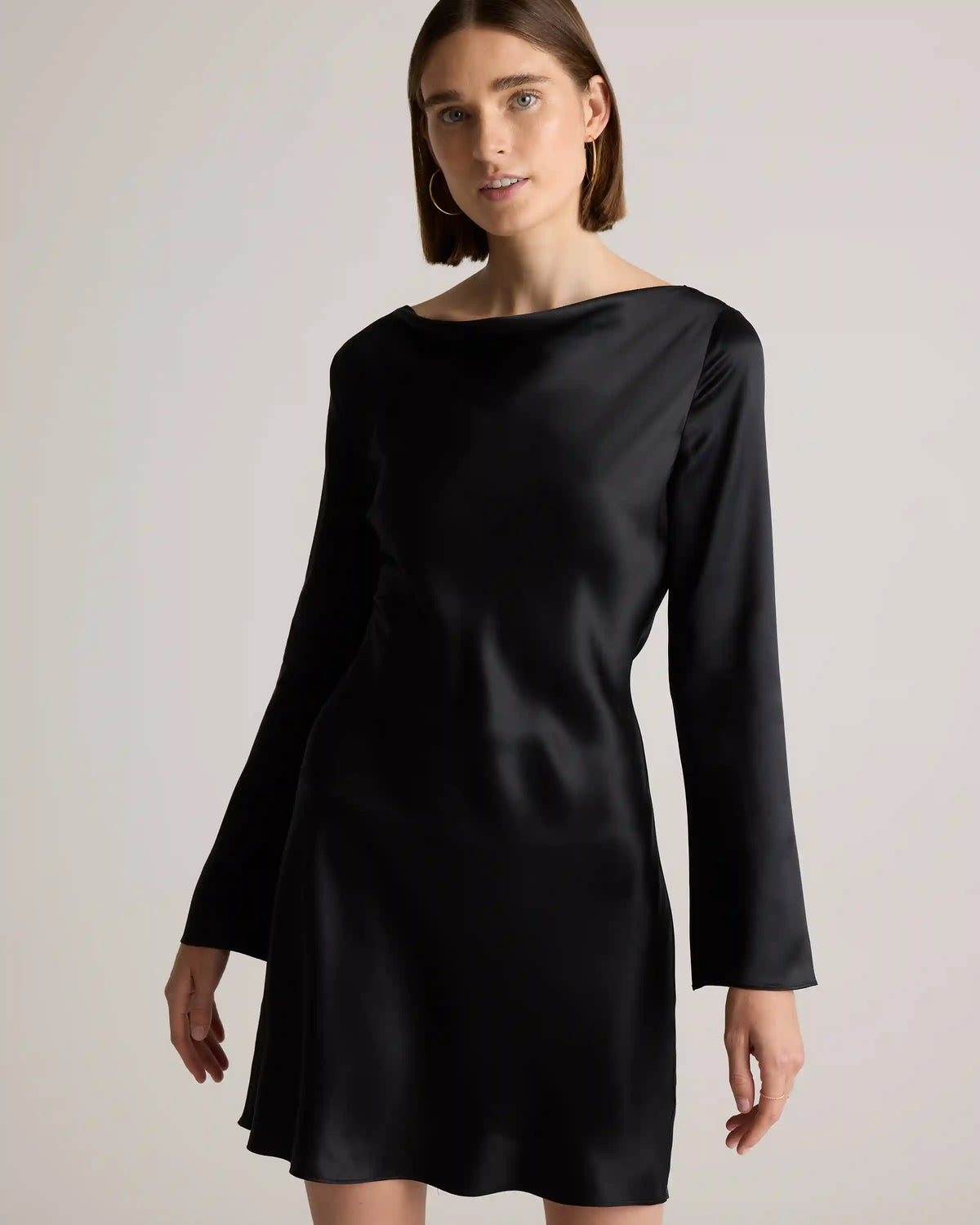 100% Washable Silk Long Sleeve Mini Dress
