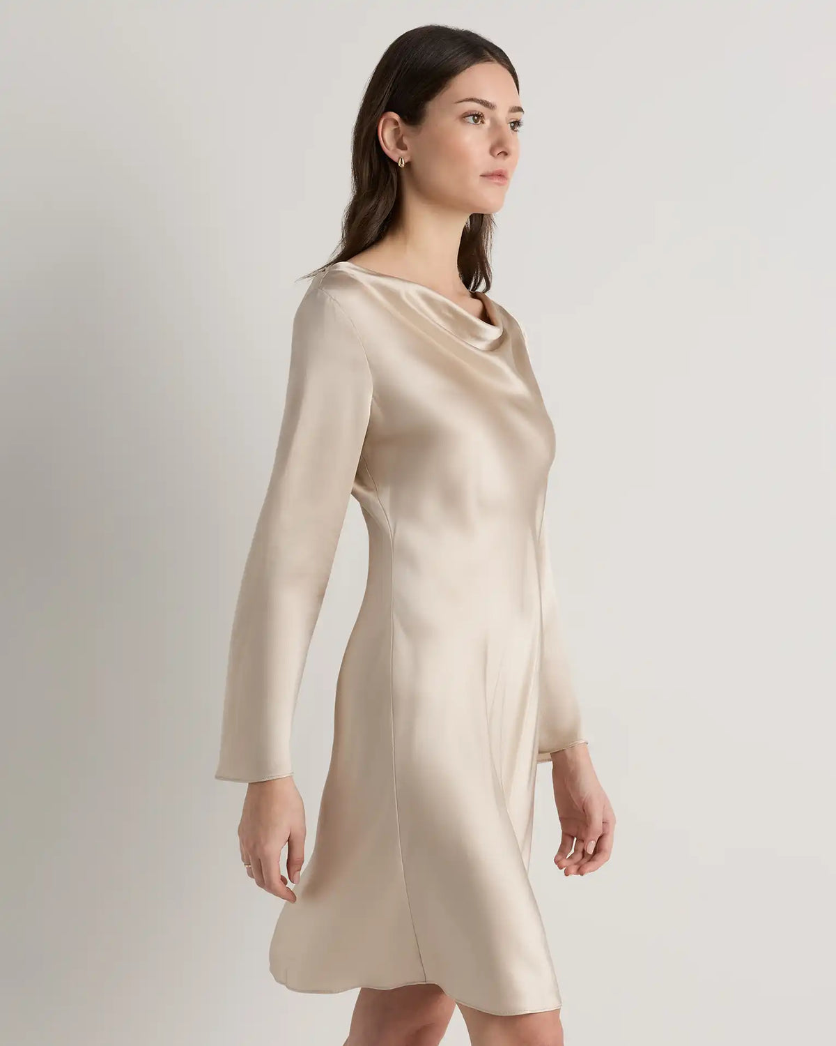 100% Washable Silk Long Sleeve Mini Dress