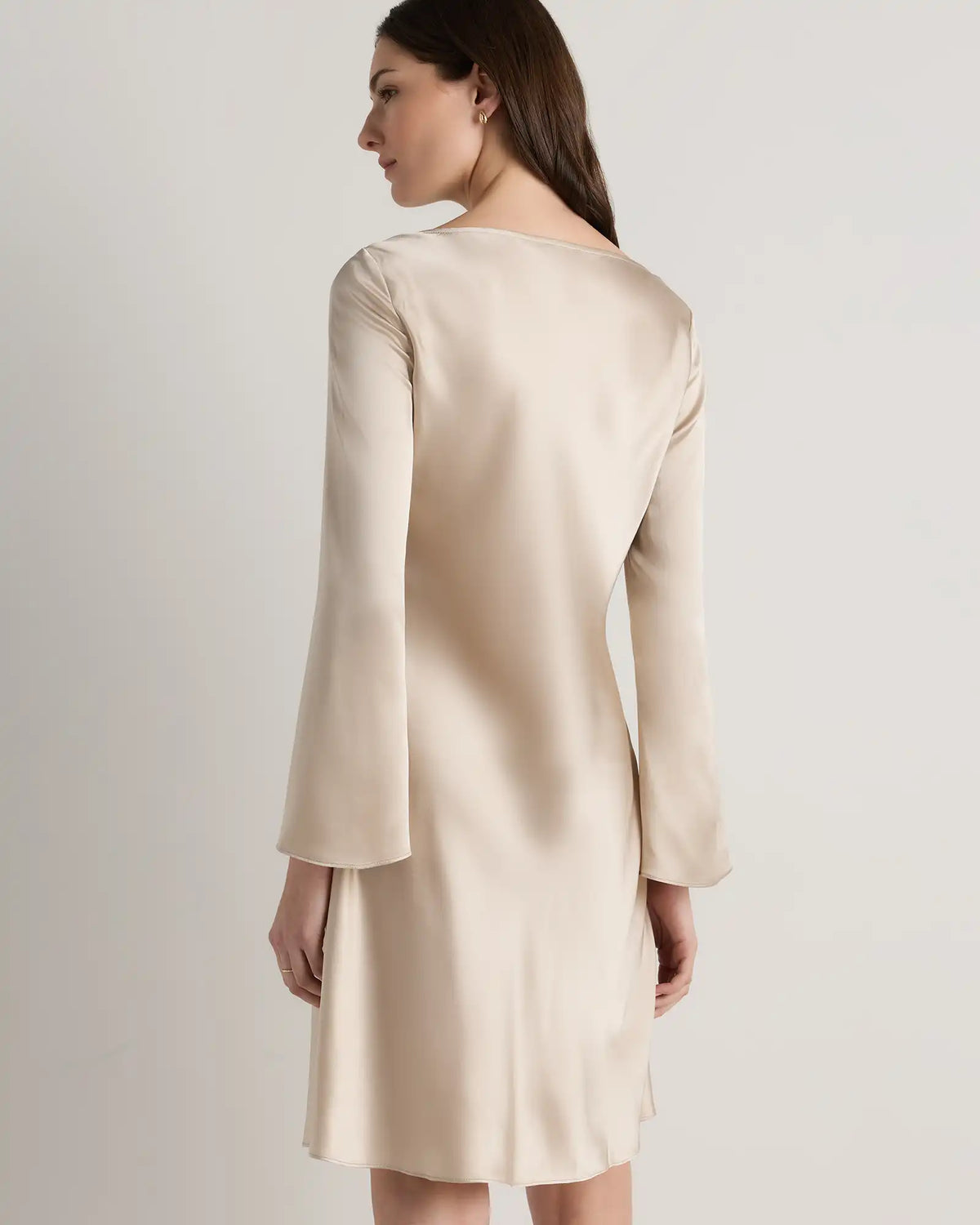 100% Washable Silk Long Sleeve Mini Dress