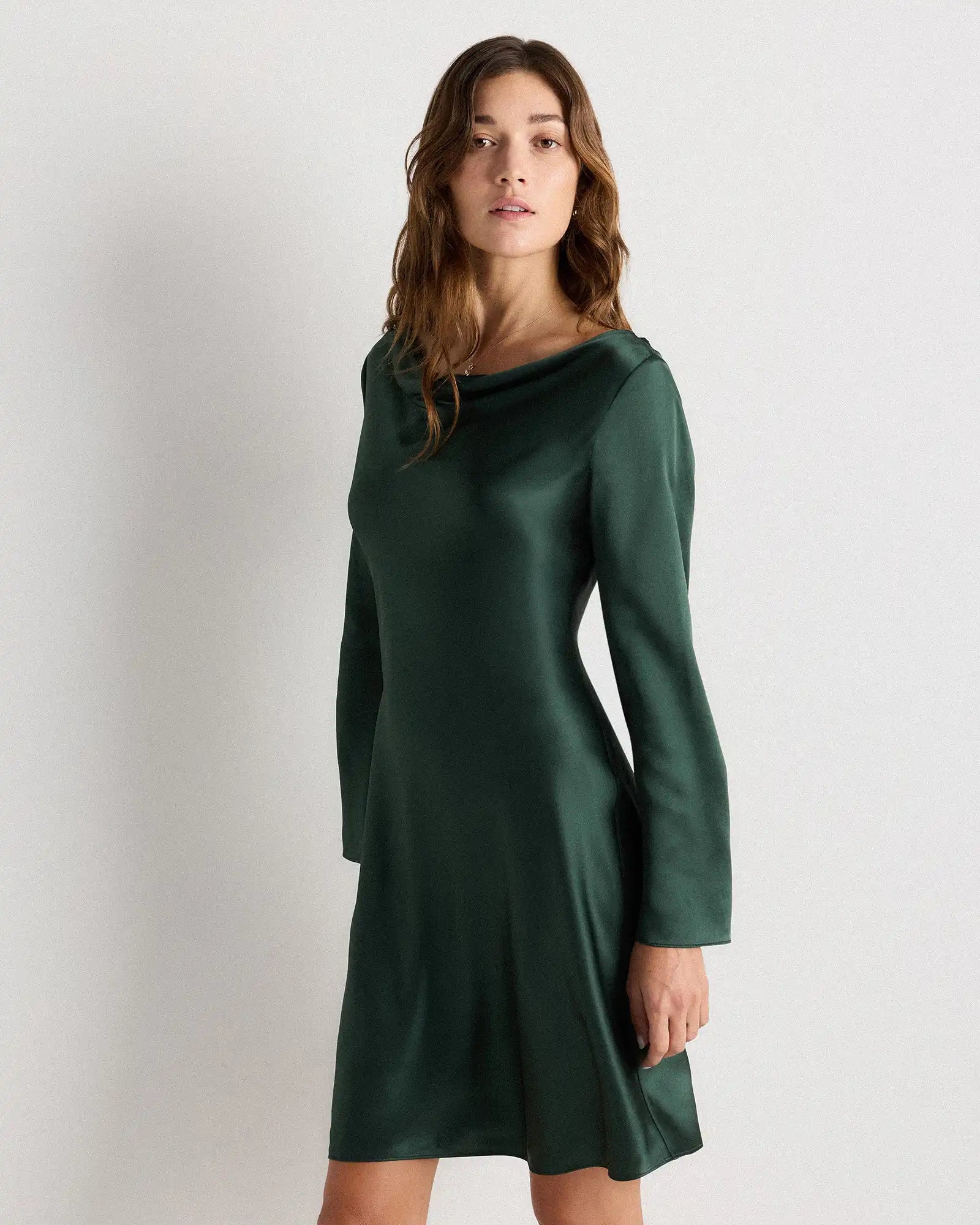 100% Washable Silk Long Sleeve Mini Dress