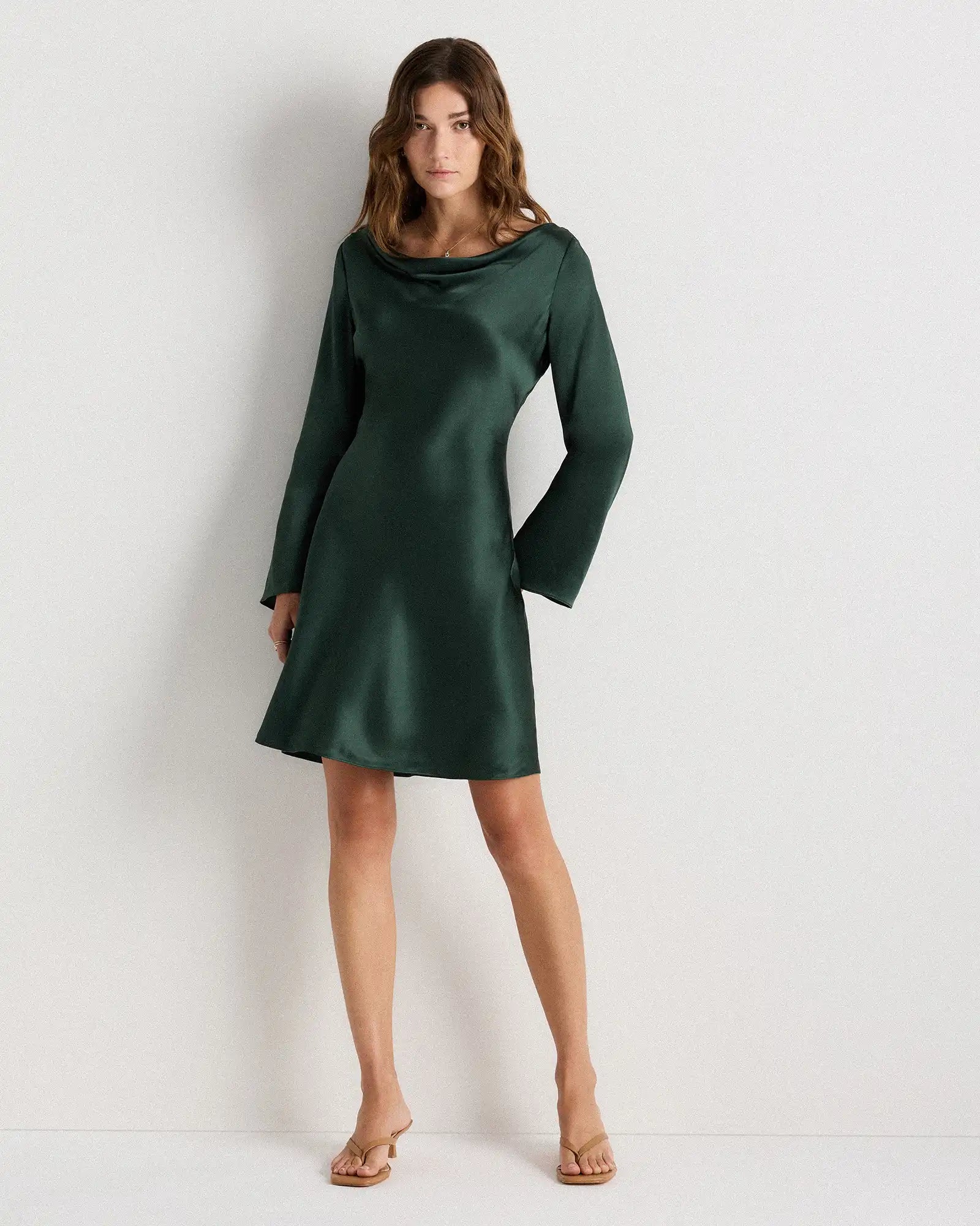 100% Washable Silk Long Sleeve Mini Dress