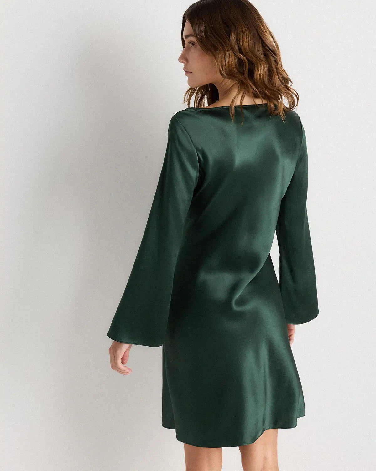 100% Washable Silk Long Sleeve Mini Dress