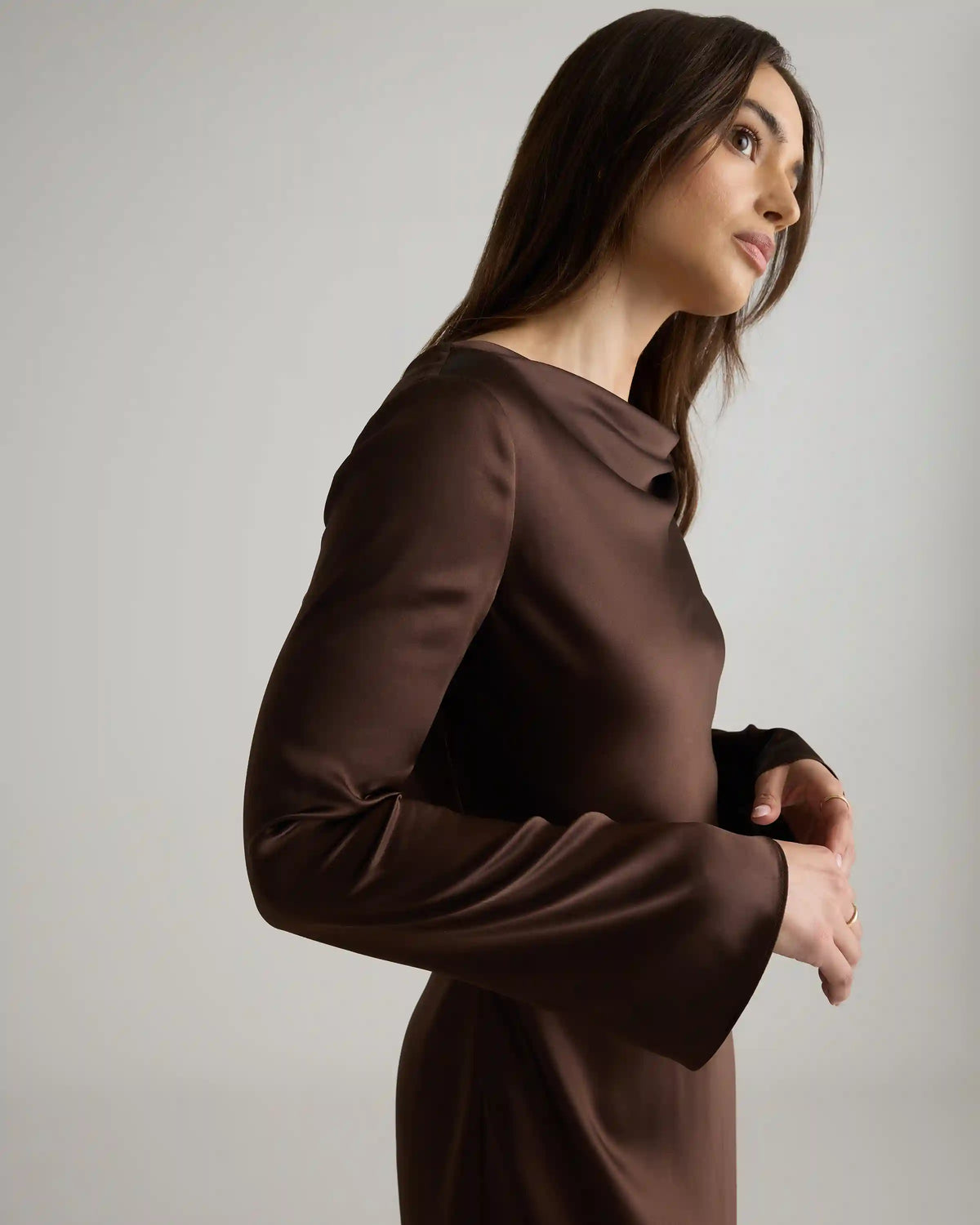 100% Washable Silk Long Sleeve Mini Dress