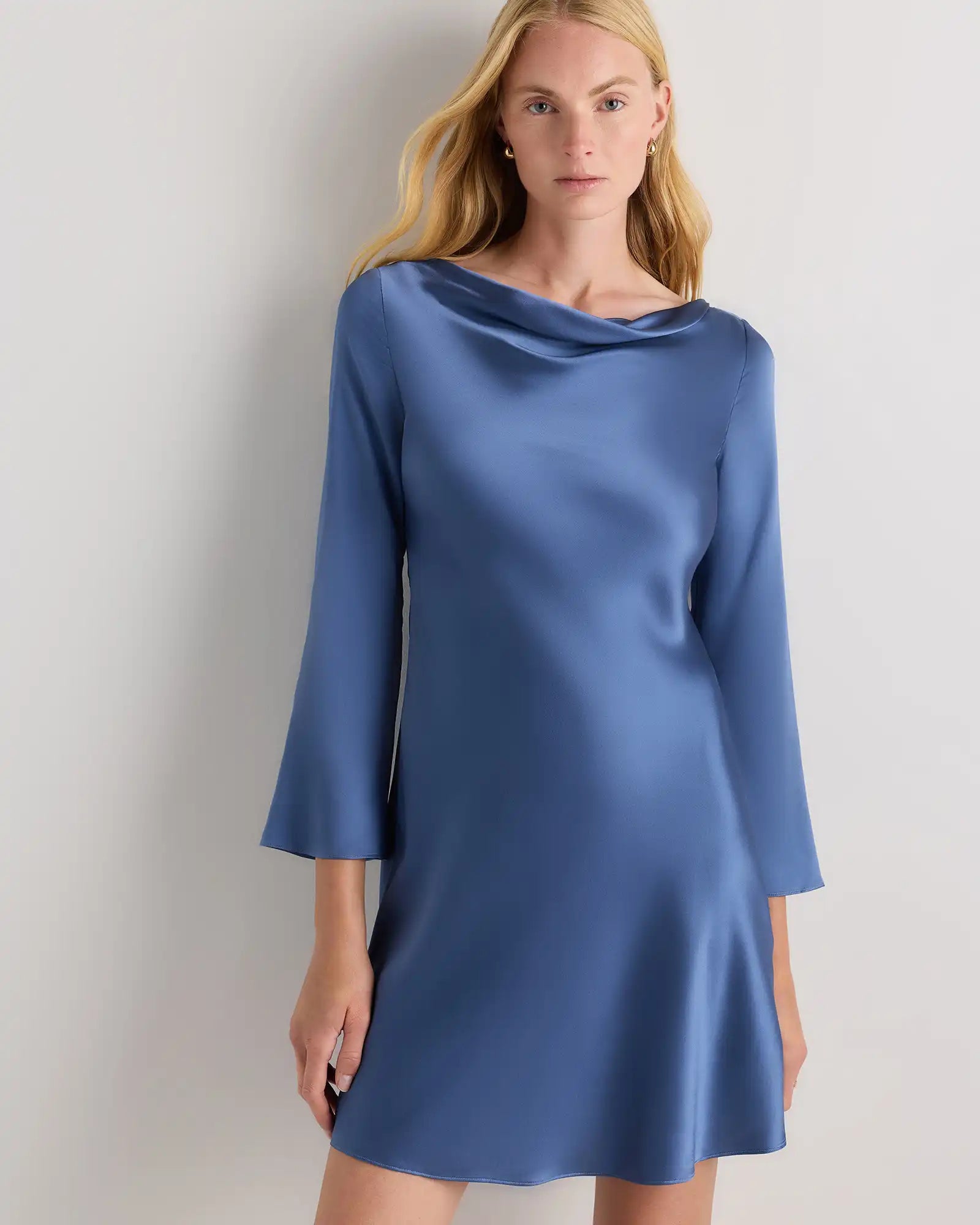 100% Washable Silk Long Sleeve Mini Dress