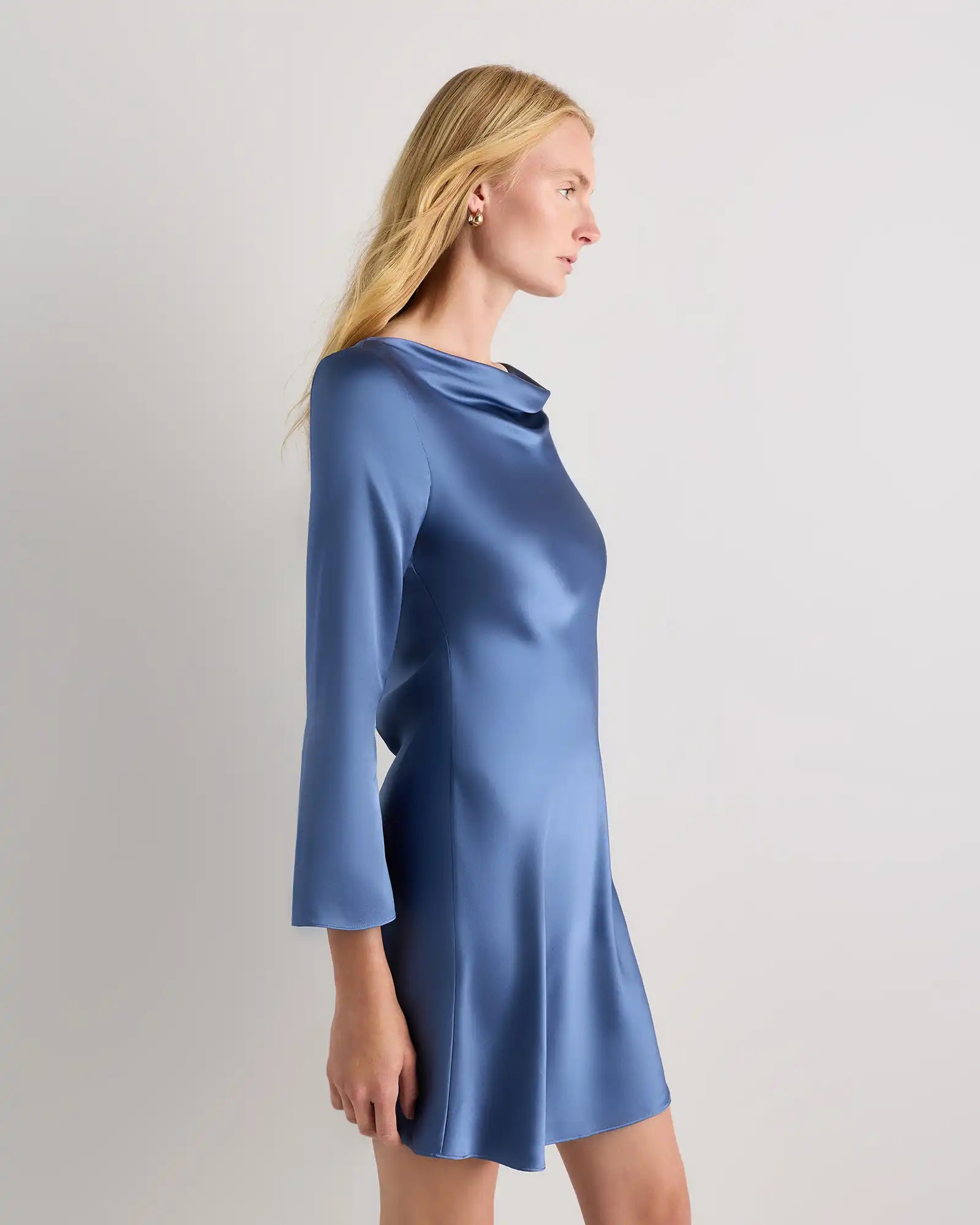 100% Washable Silk Long Sleeve Mini Dress