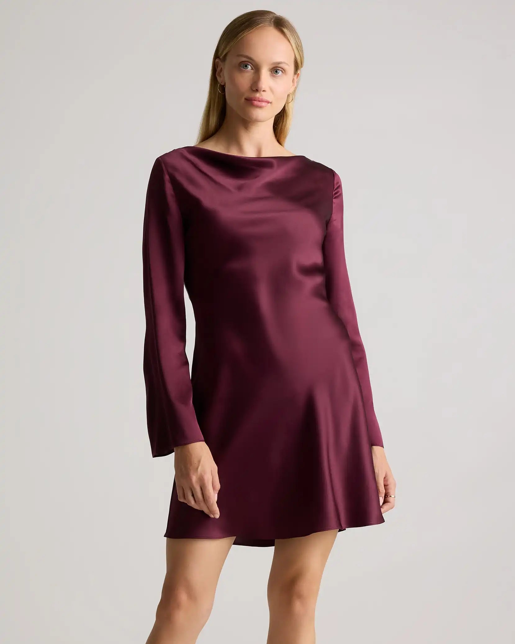 100% Washable Silk Long Sleeve Mini Dress
