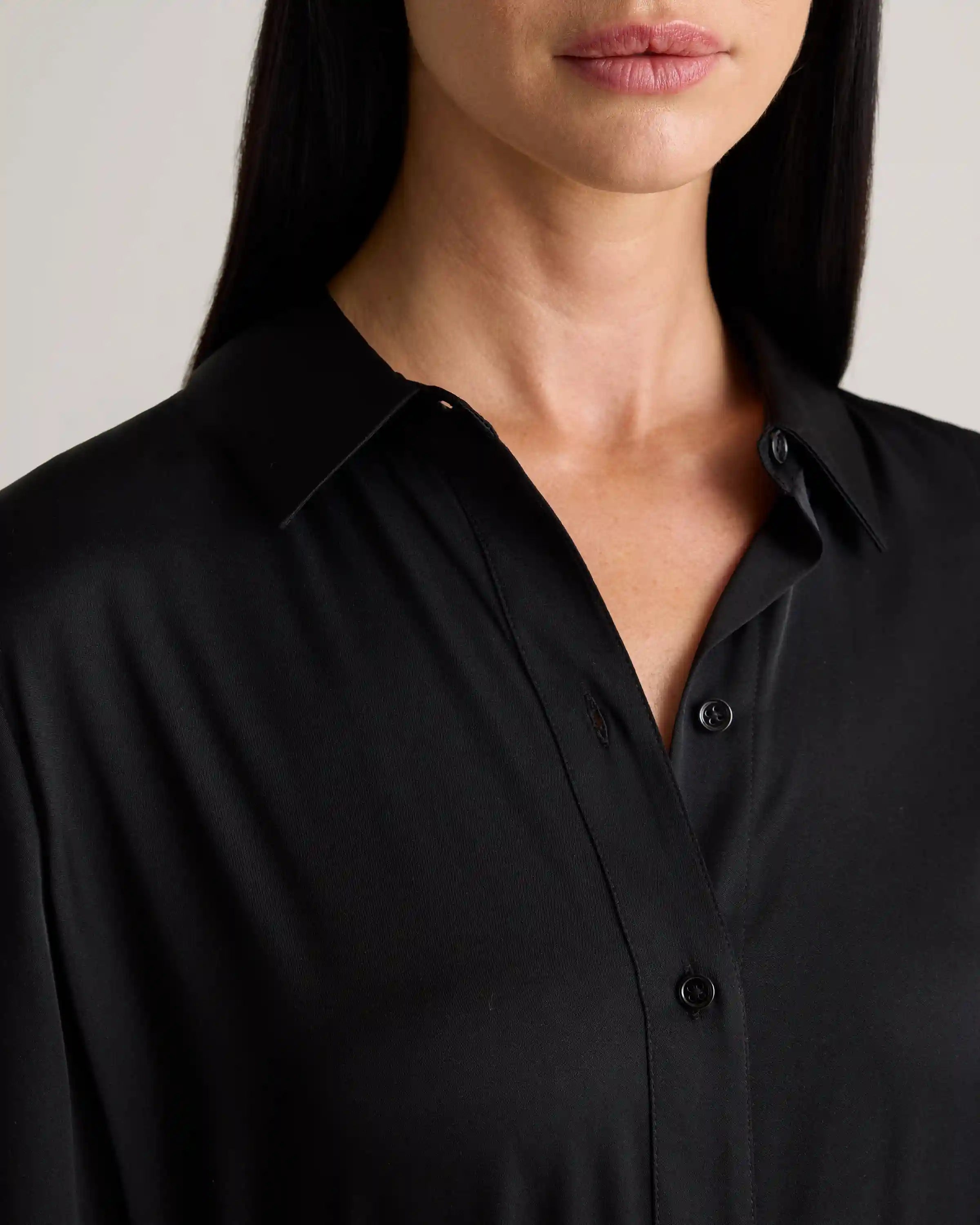 Washable Stretch Silk Maxi Shirt Dress