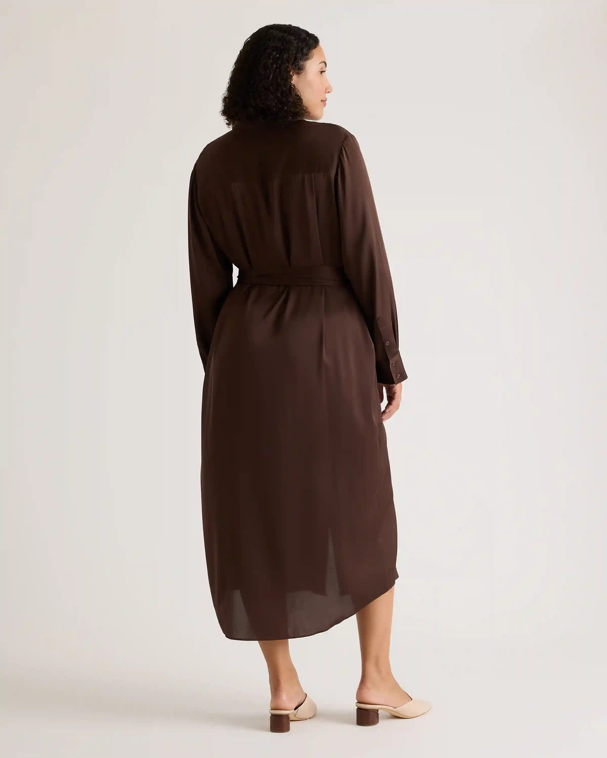 Washable Stretch Silk Maxi Shirt Dress