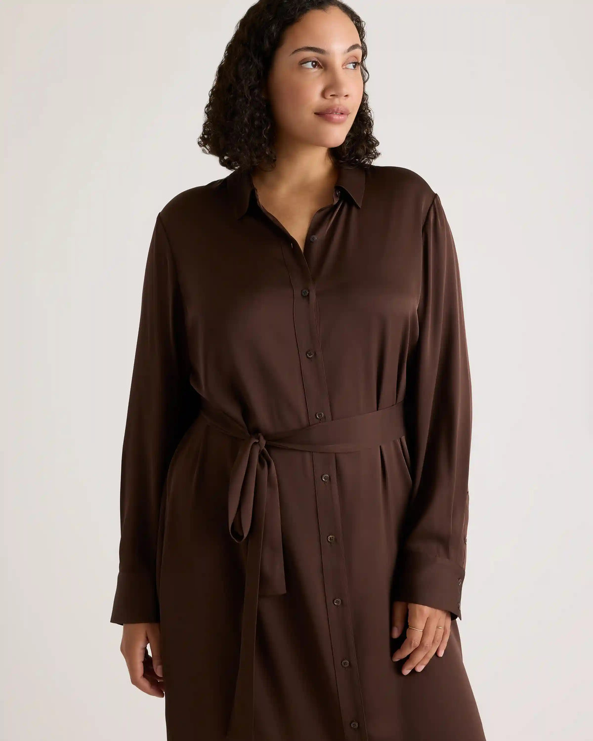 Washable Stretch Silk Maxi Shirt Dress