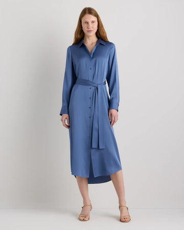 Washable Stretch Silk Maxi Shirt Dress