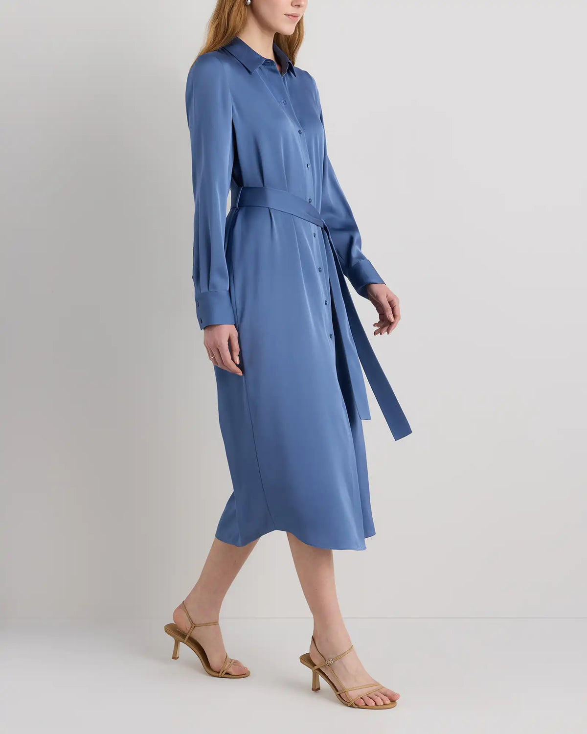 Washable Stretch Silk Maxi Shirt Dress
