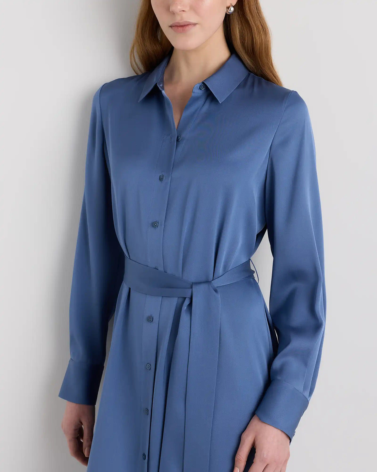 Washable Stretch Silk Maxi Shirt Dress