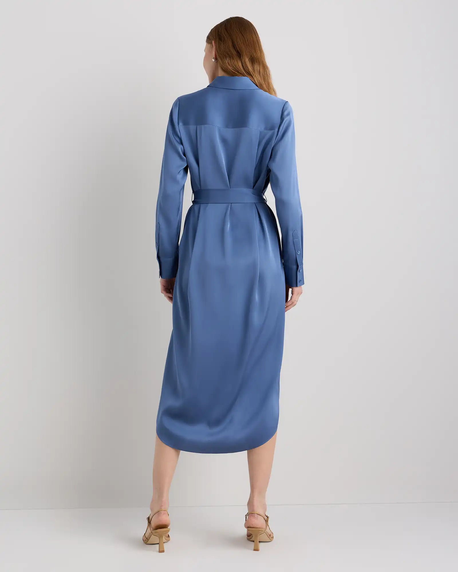 Washable Stretch Silk Maxi Shirt Dress