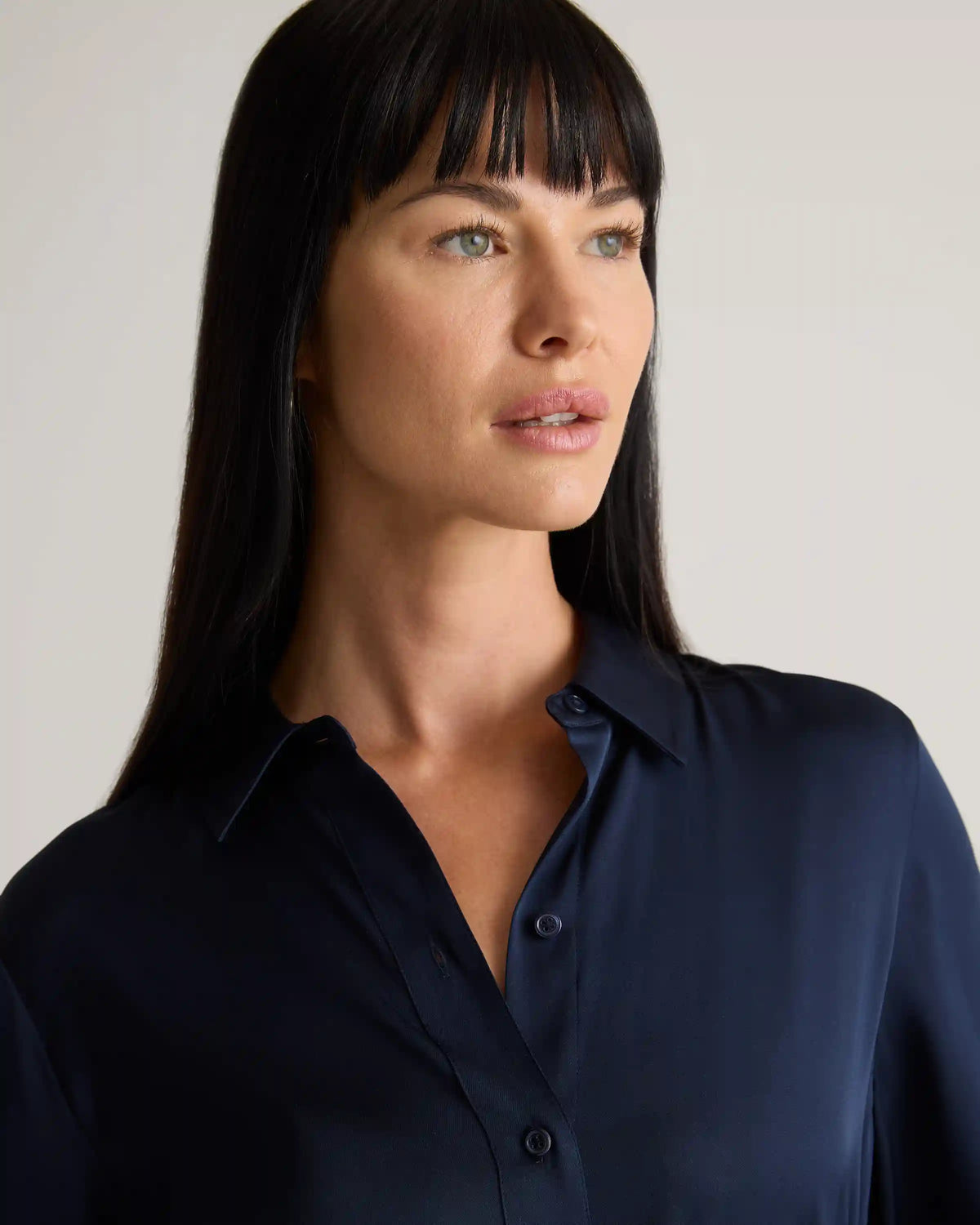 Washable Stretch Silk Maxi Shirt Dress