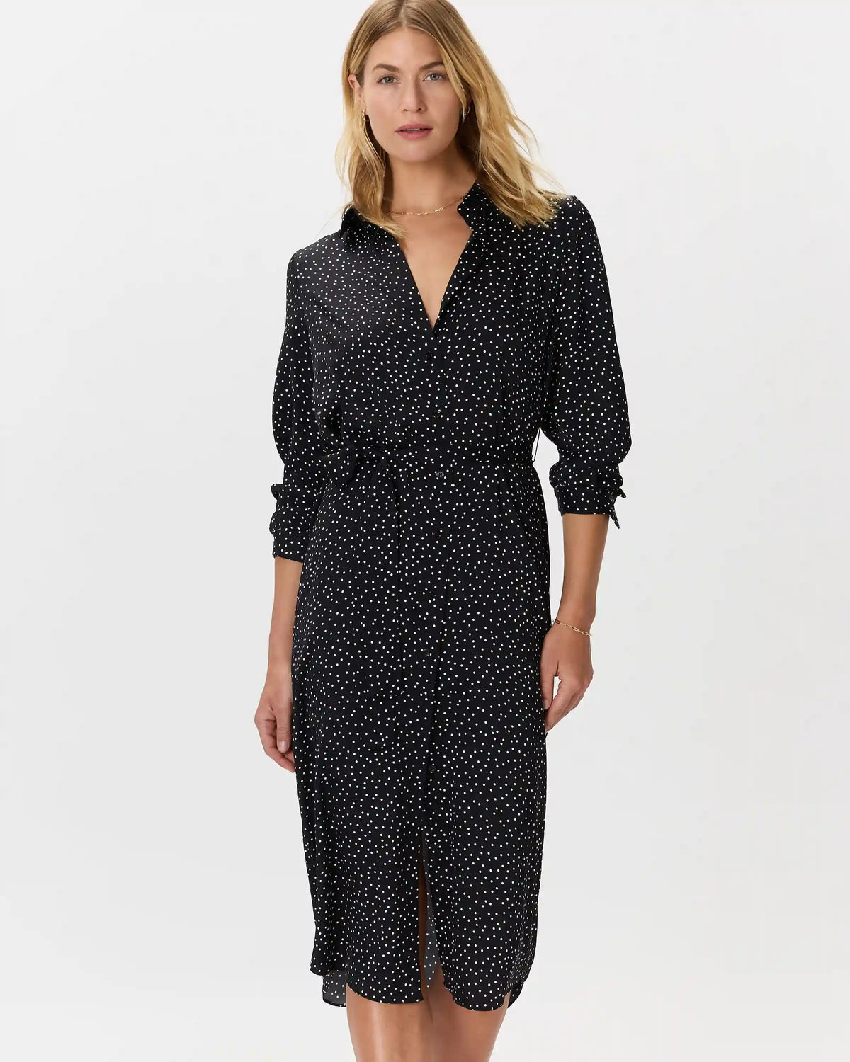 Washable Stretch Silk Maxi Shirt Dress