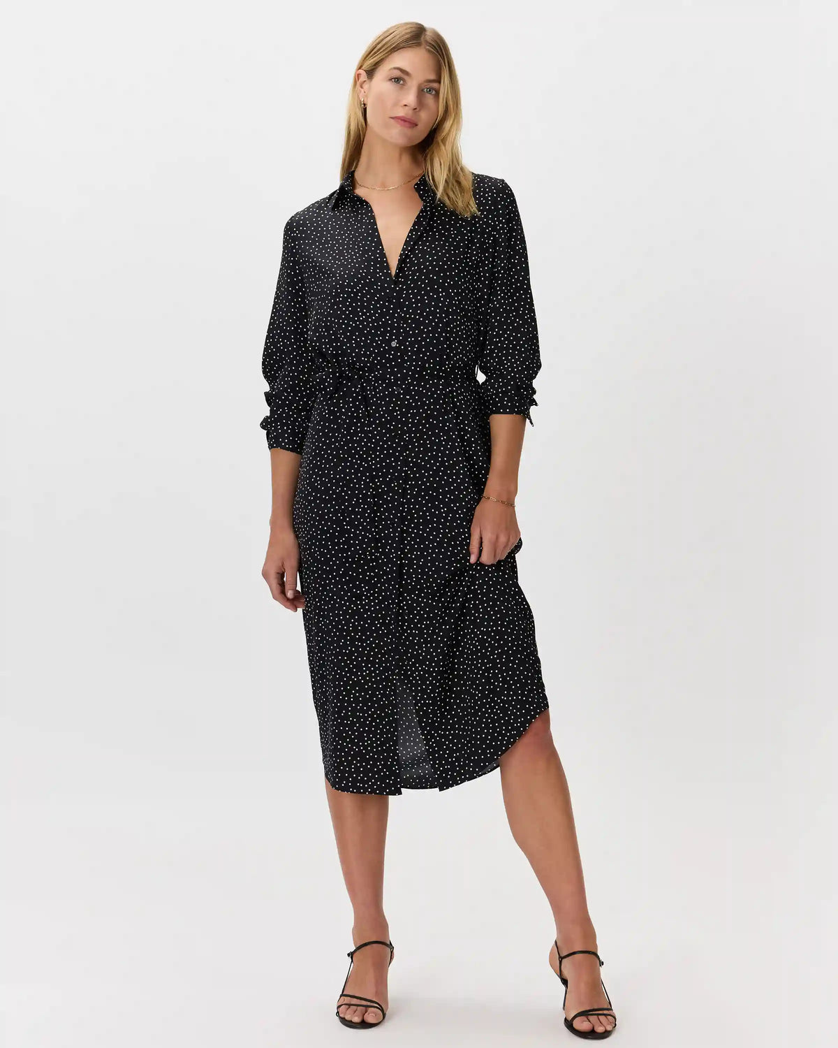 Washable Stretch Silk Maxi Shirt Dress