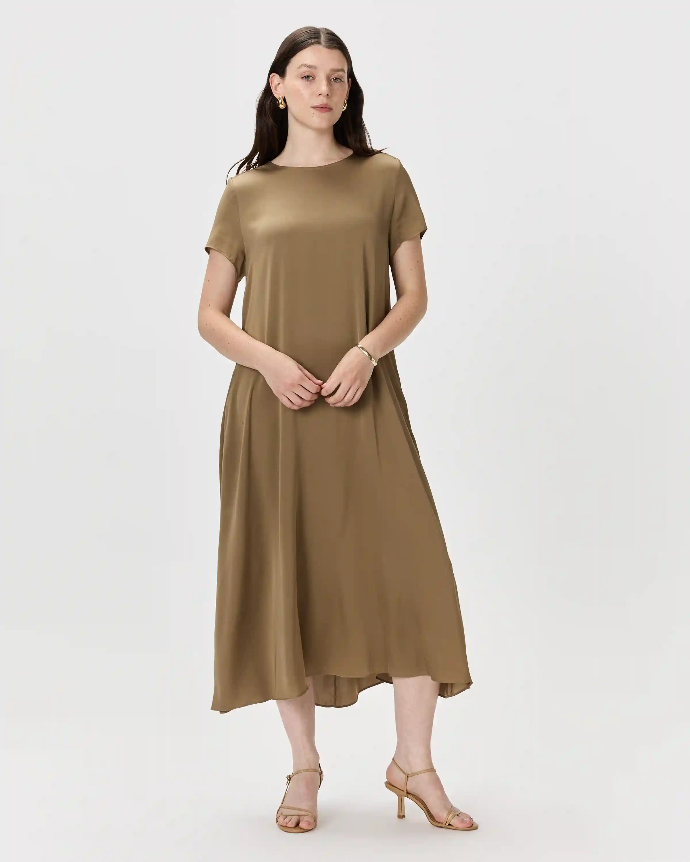 Washable Stretch Silk Voluminous Maxi Dress